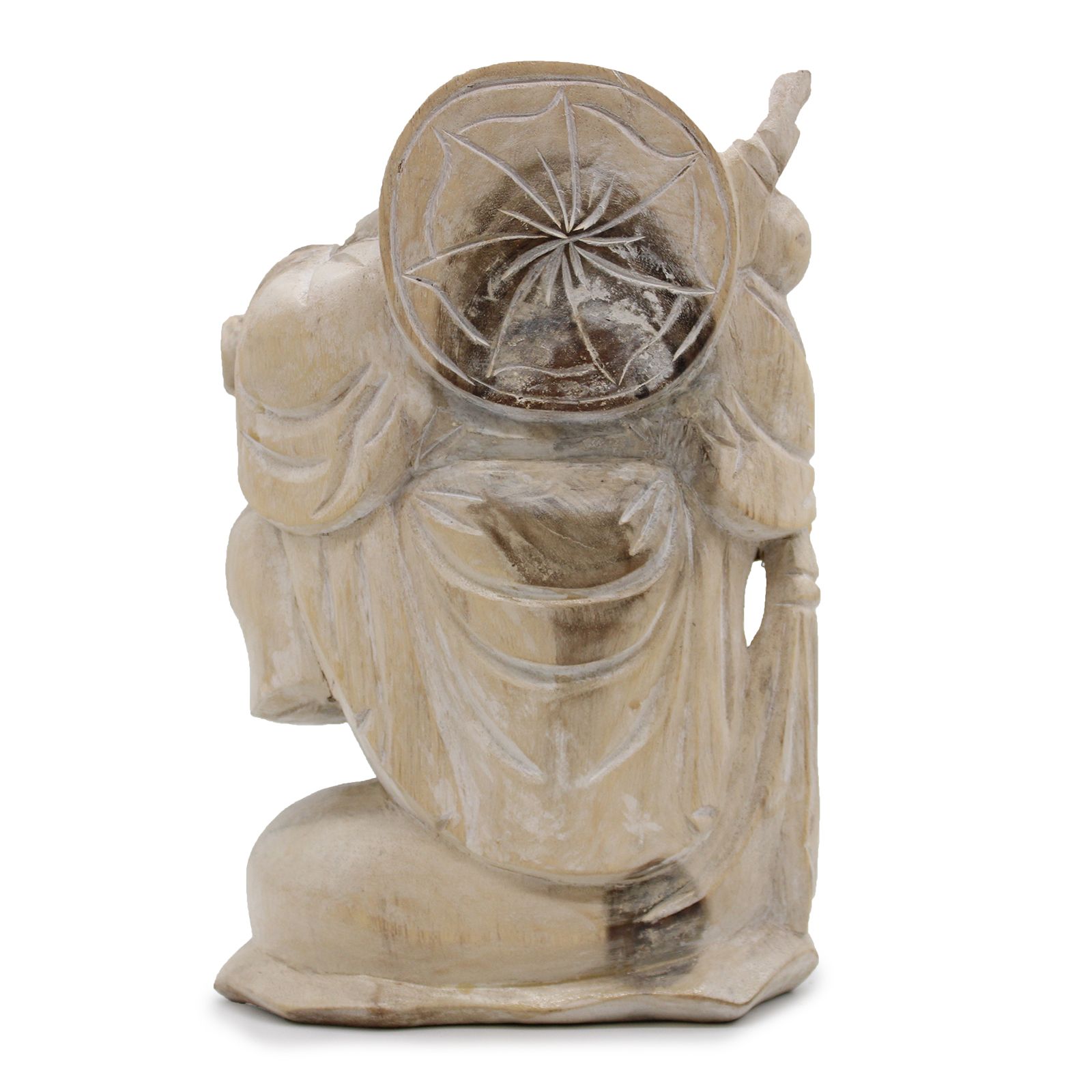 Happy Buddha Bring Wood - Whitewash 30cm - Imagen 3