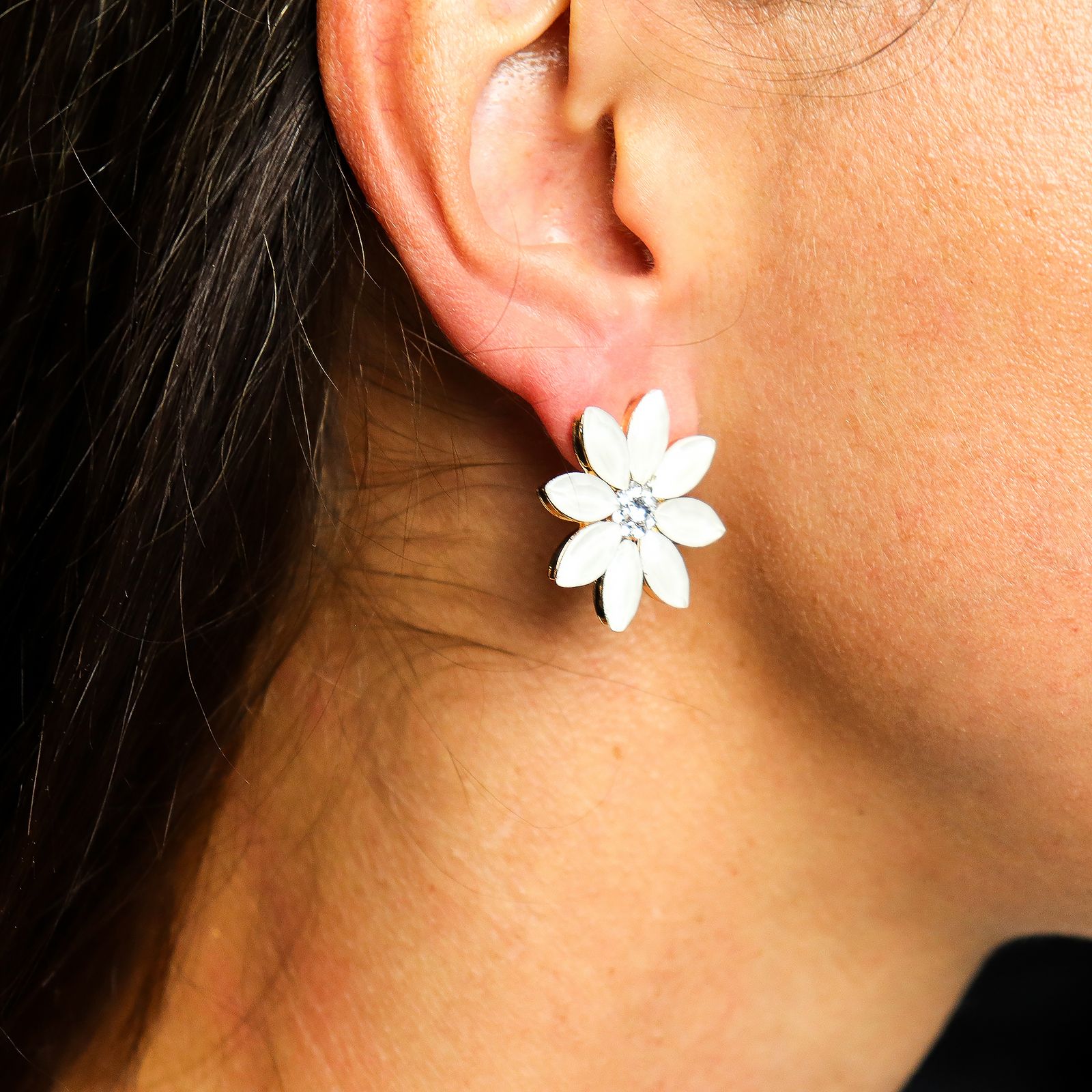 Pendientes de Cristal Vintage - Flores - Perla - Imagen 3