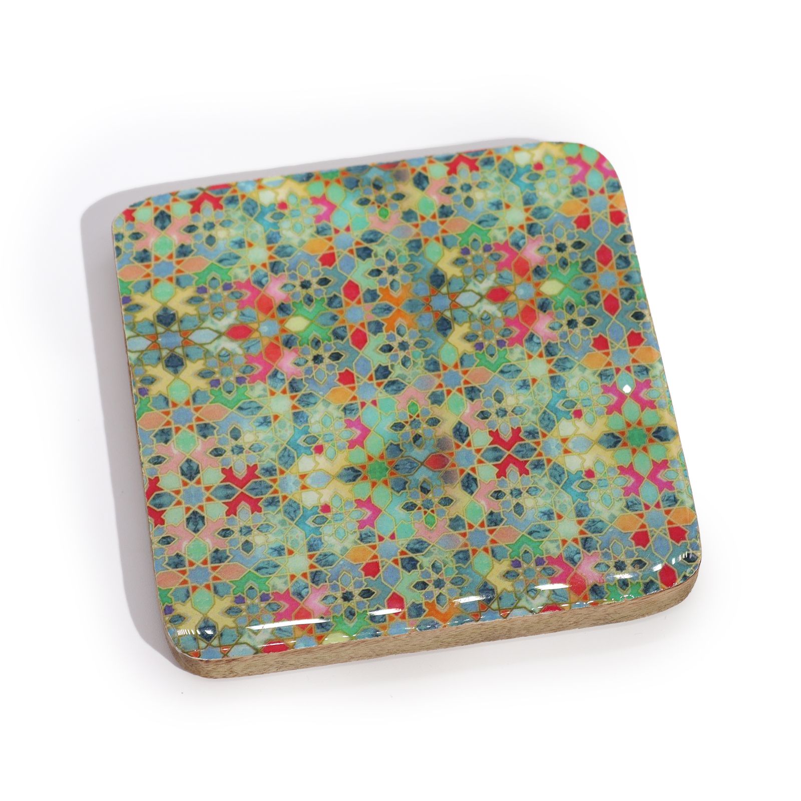Juego de 4 posavasos cuadrados - Diseño de azulejos mediterráneos - Imagen 3