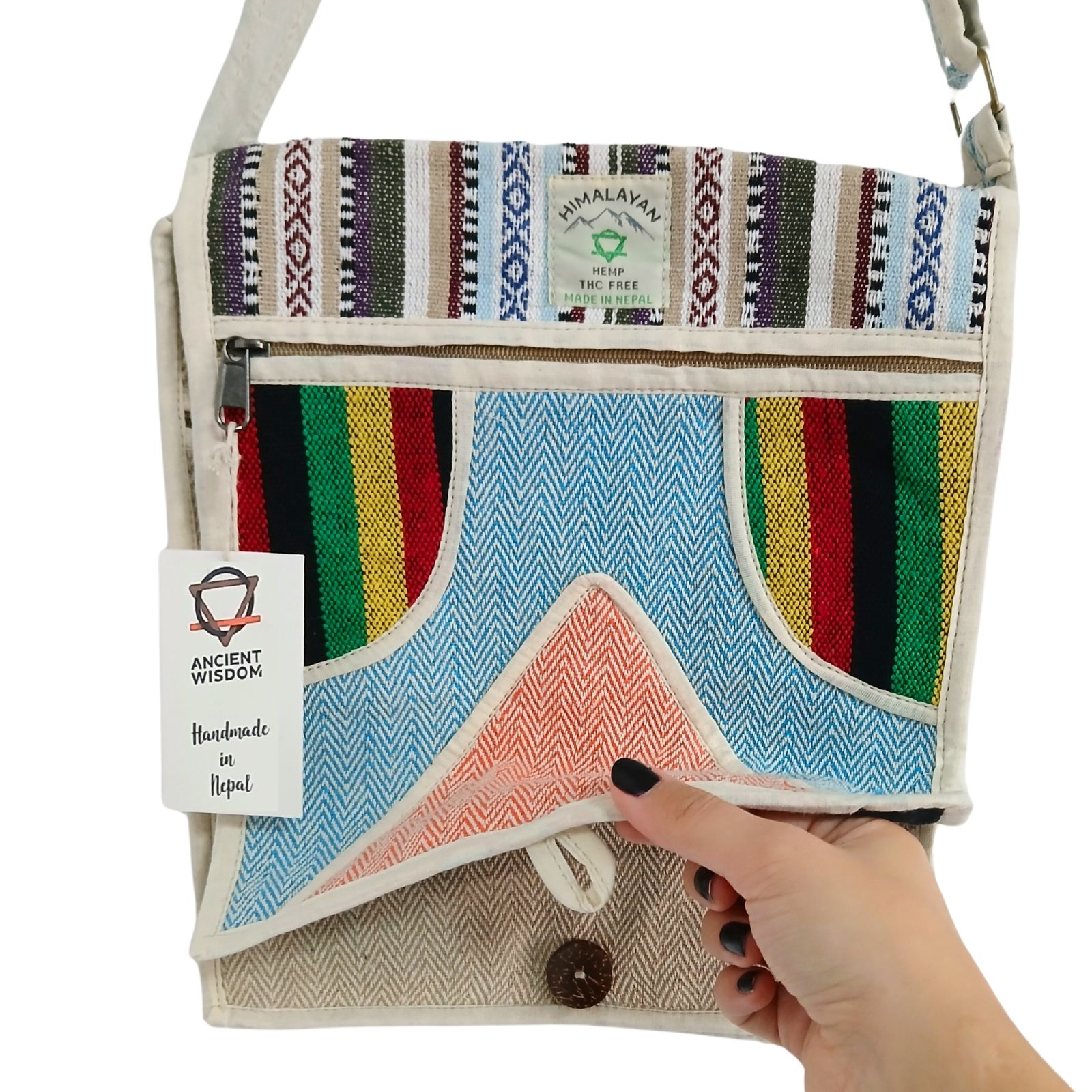 Bolso Mensajero de Cáñamo para Laptop - Triángulo - Imagen 4