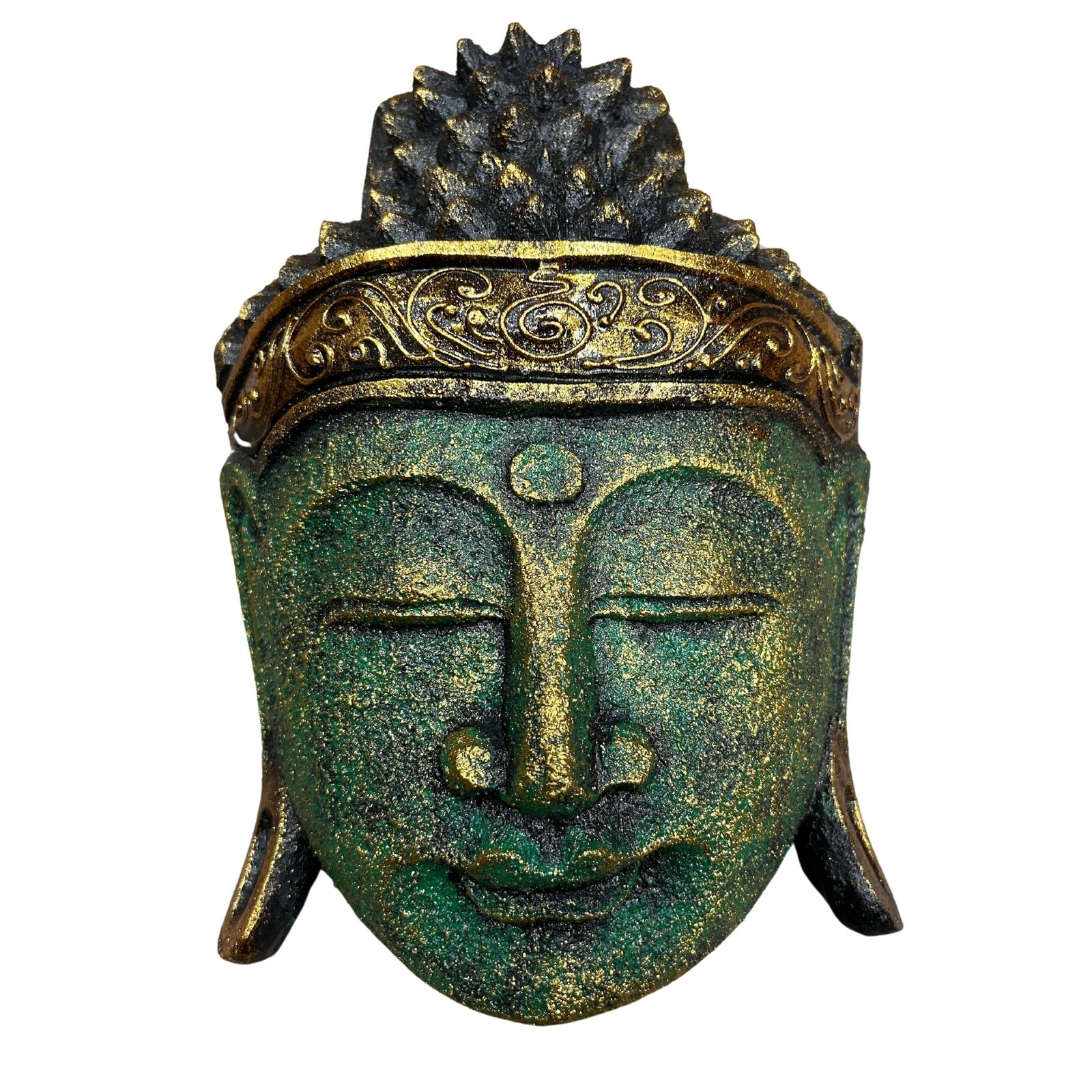 Decoración para el Hogar Cabeza de Buda - 25cm - Acabado Verde Brillante - Imagen 2