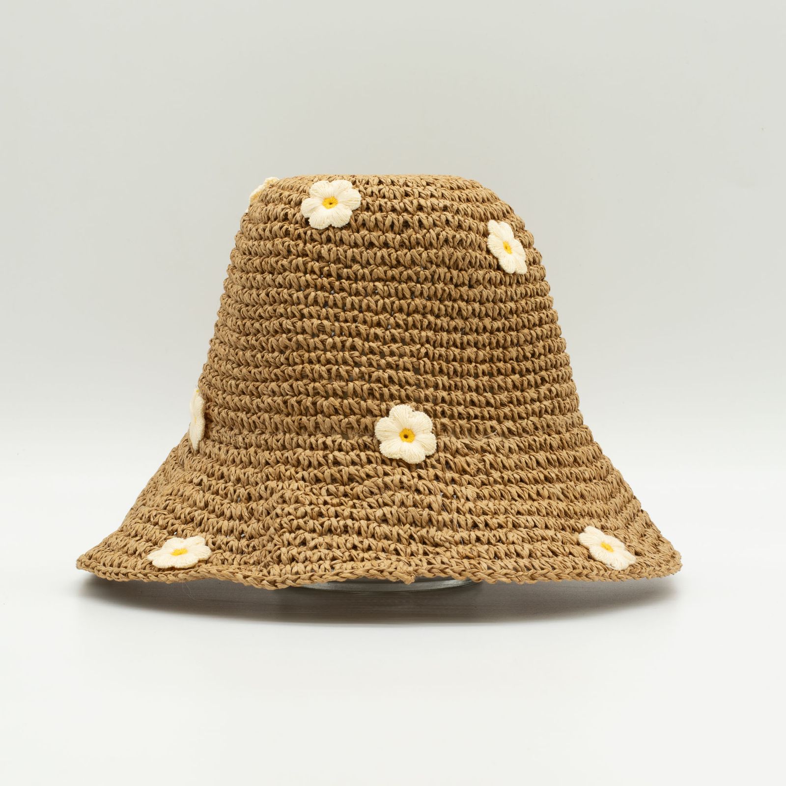 Nomad Sari Sombrero de Paja con Ala Flexible para Sol - Café y Daiseys - Imagen 3