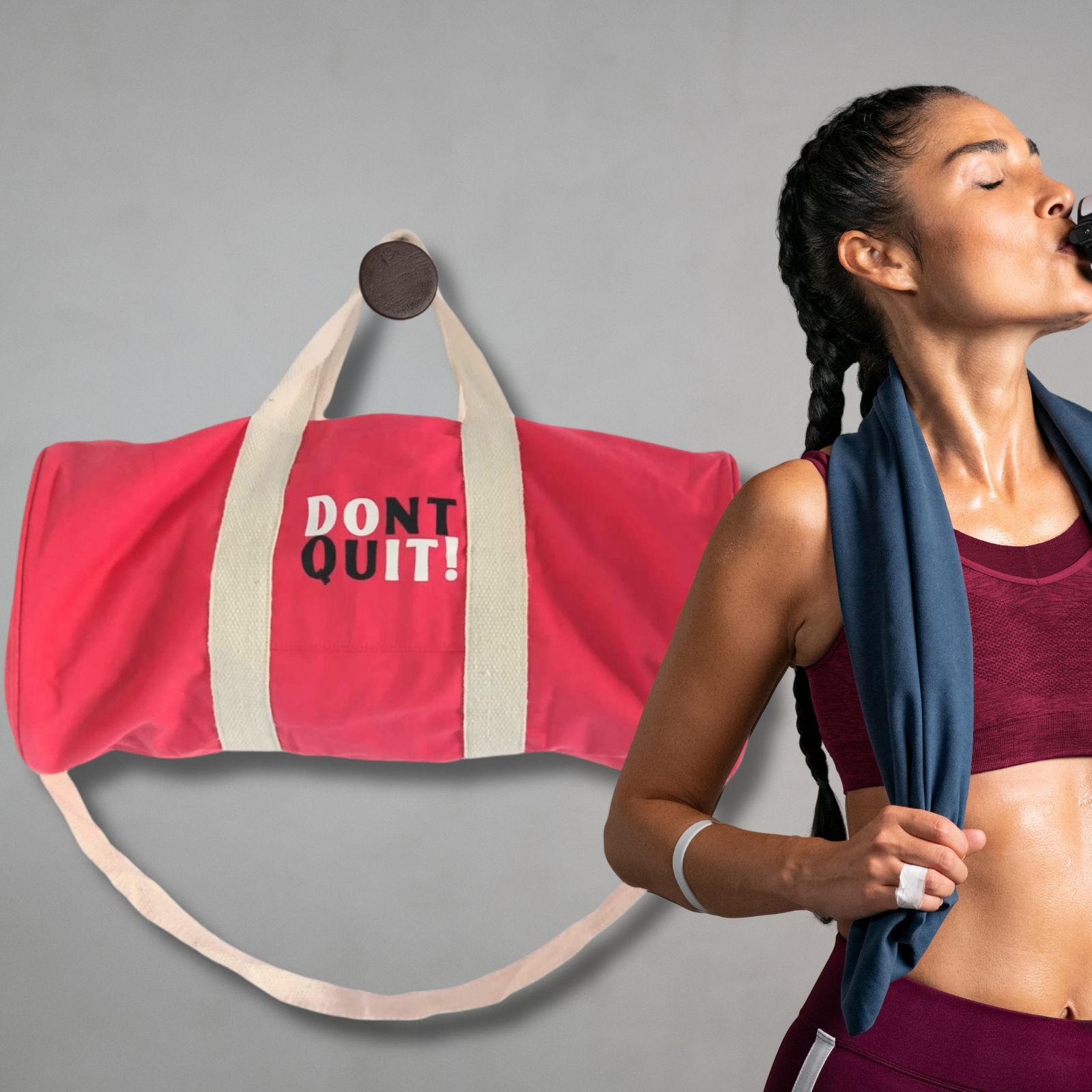 Bolsa de deporte "No te rindas" - Rosa cereza - Imagen 4