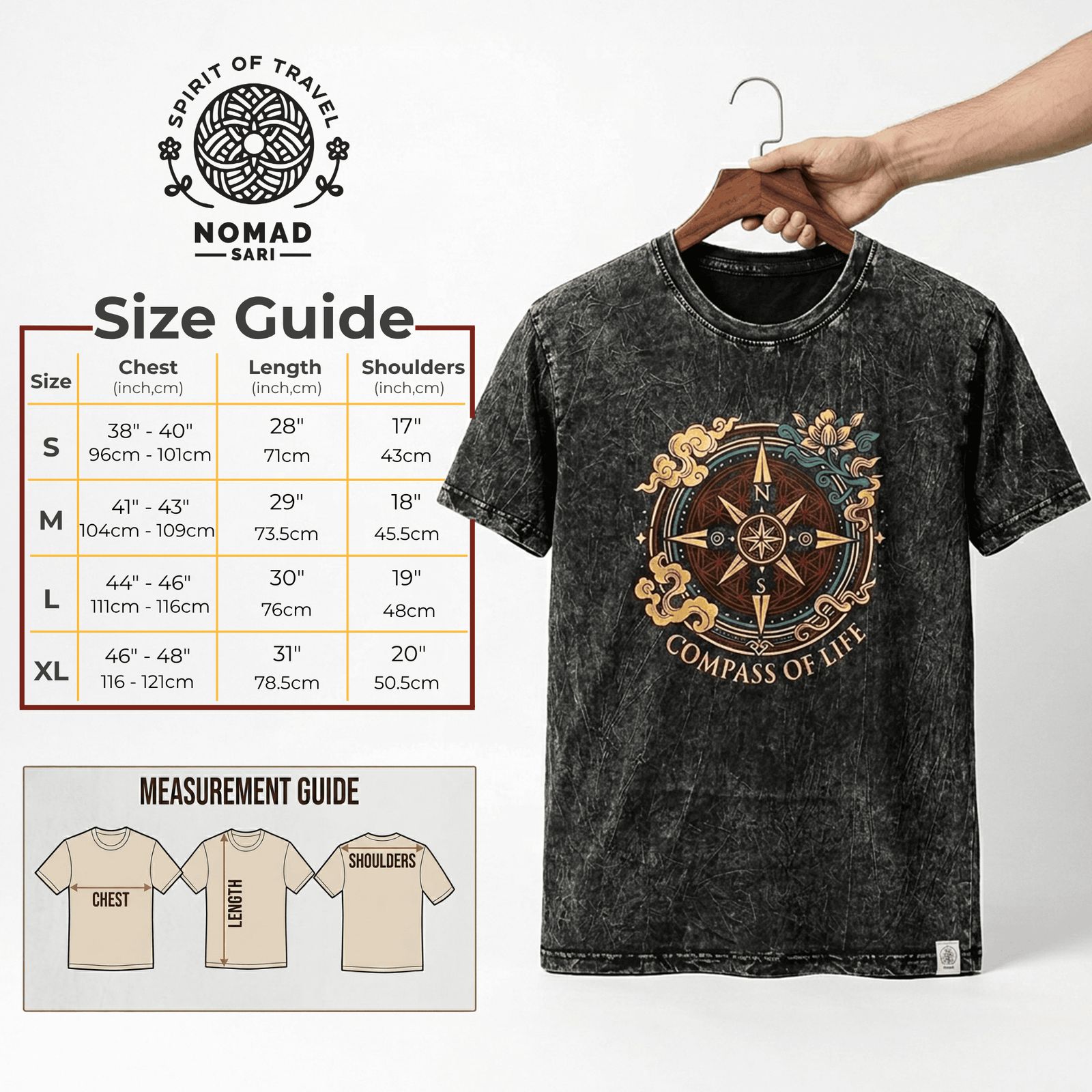 Nomad Sari Stonewashed Cotton T-Shirt - Mantente salvaje, hijo de la luna - Azul - Mediano - Imagen 7