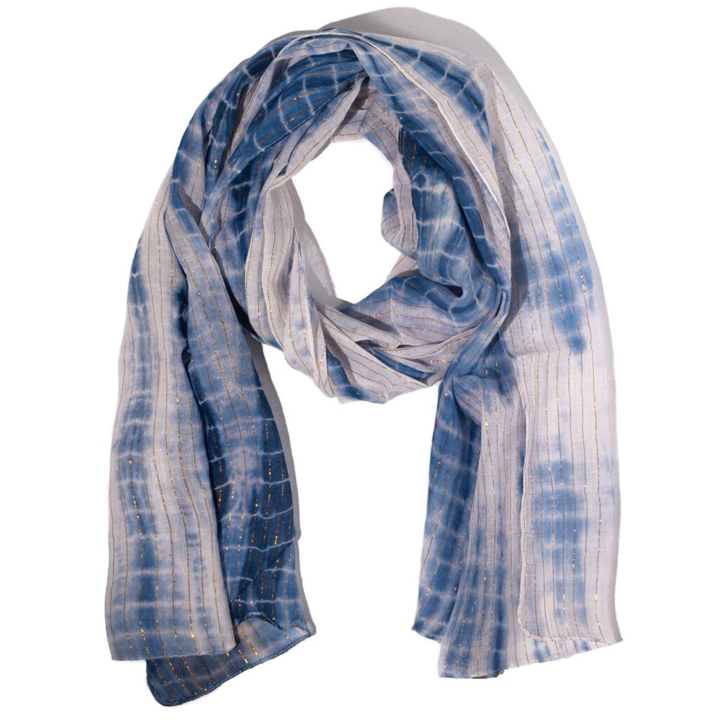 Bufanda de fiesta Sari Nomad Brillante – Azul oscuro (180×50 cm)