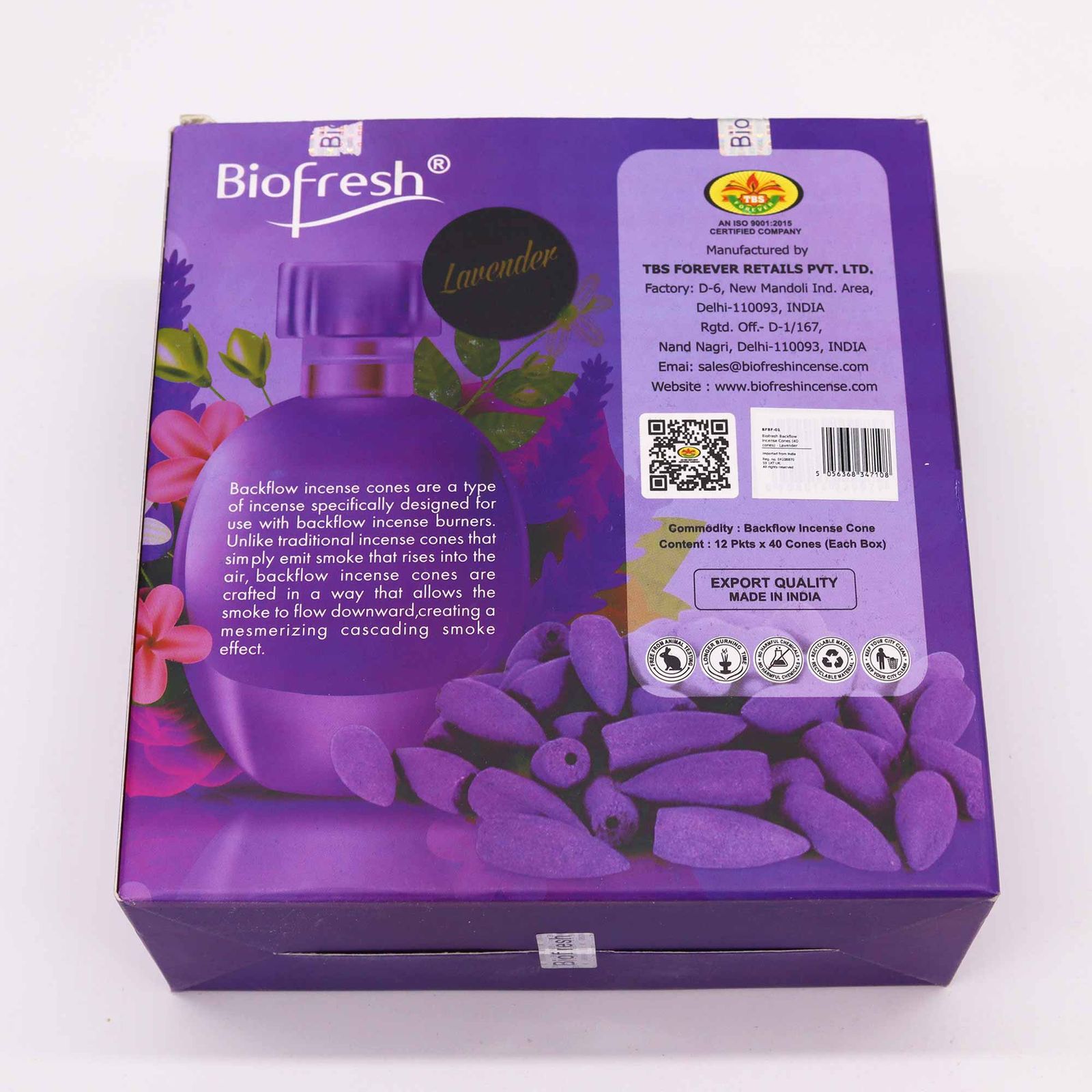 Conos de Incienso Biofresh Backflow (40 conos) - Lavanda - Imagen 5