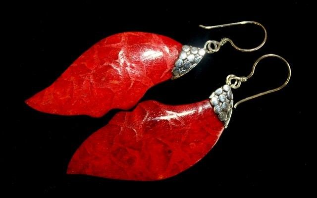 Pendientes de plata y coral - Caída de hojas - Imagen 4