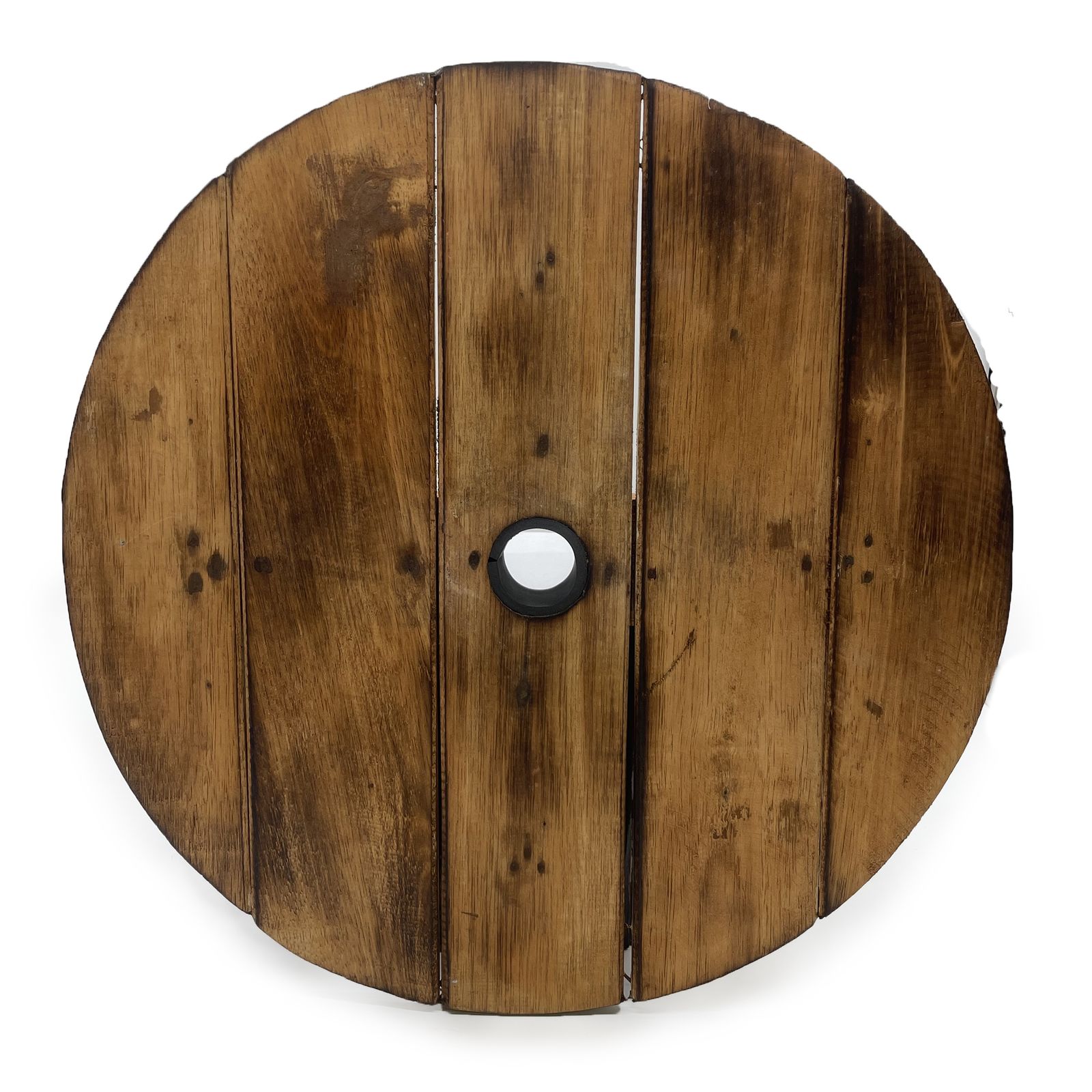 Mesa de barril de cerveza y soporte para parasol – Madera natural 60 x 48,5 cm - Imagen 7