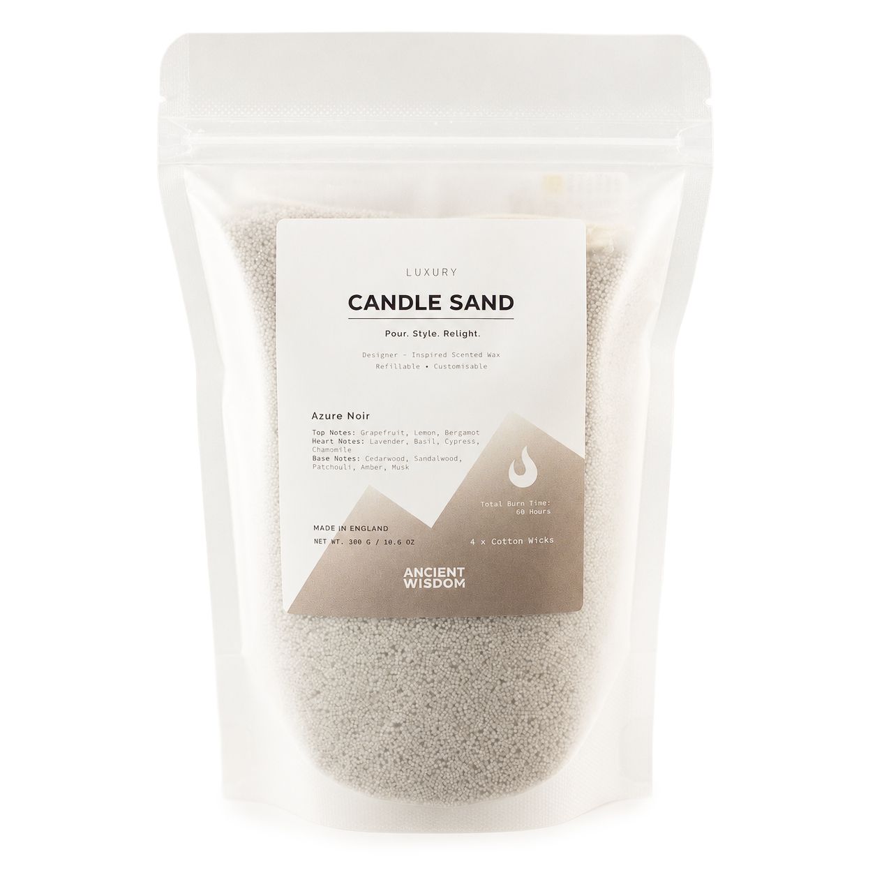 Vela perfumada Arena - Gris cálido - Azul Negro - 300g - Imagen 2
