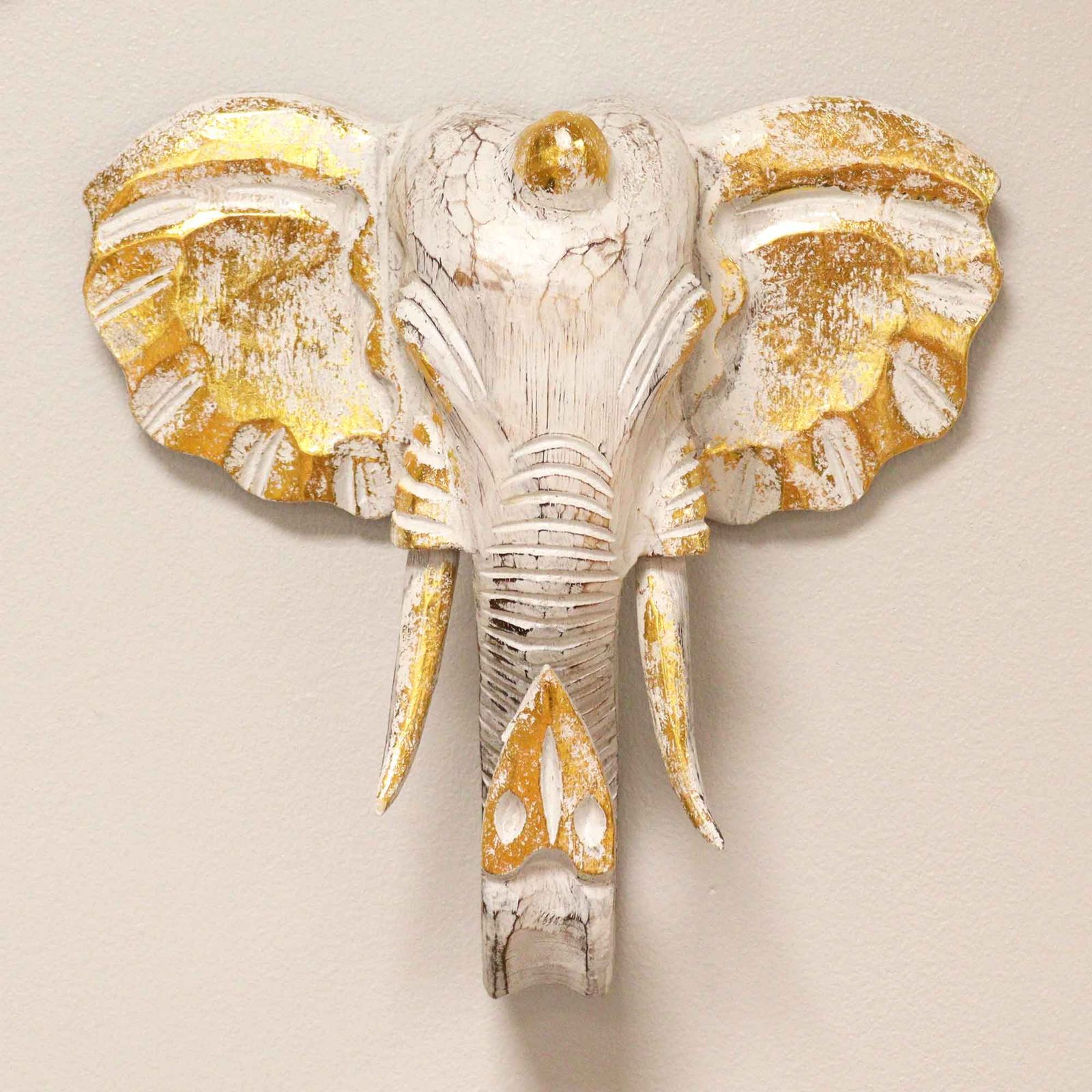 Cabeza Grande de Elefante - Oro y Blanco - Imagen 5