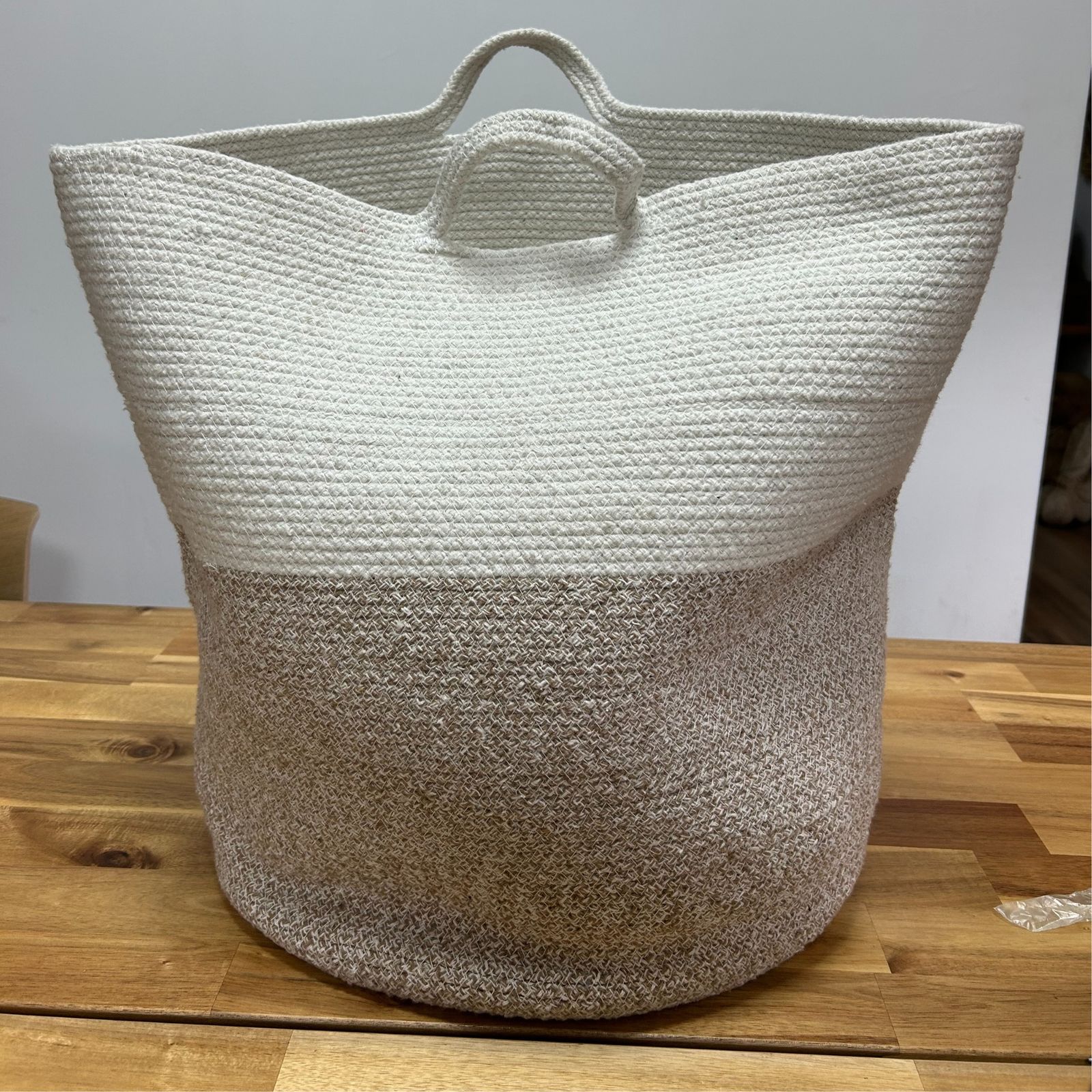 Cesto grande de cuerda de algodón 45x40cm - Beige - Imagen 2