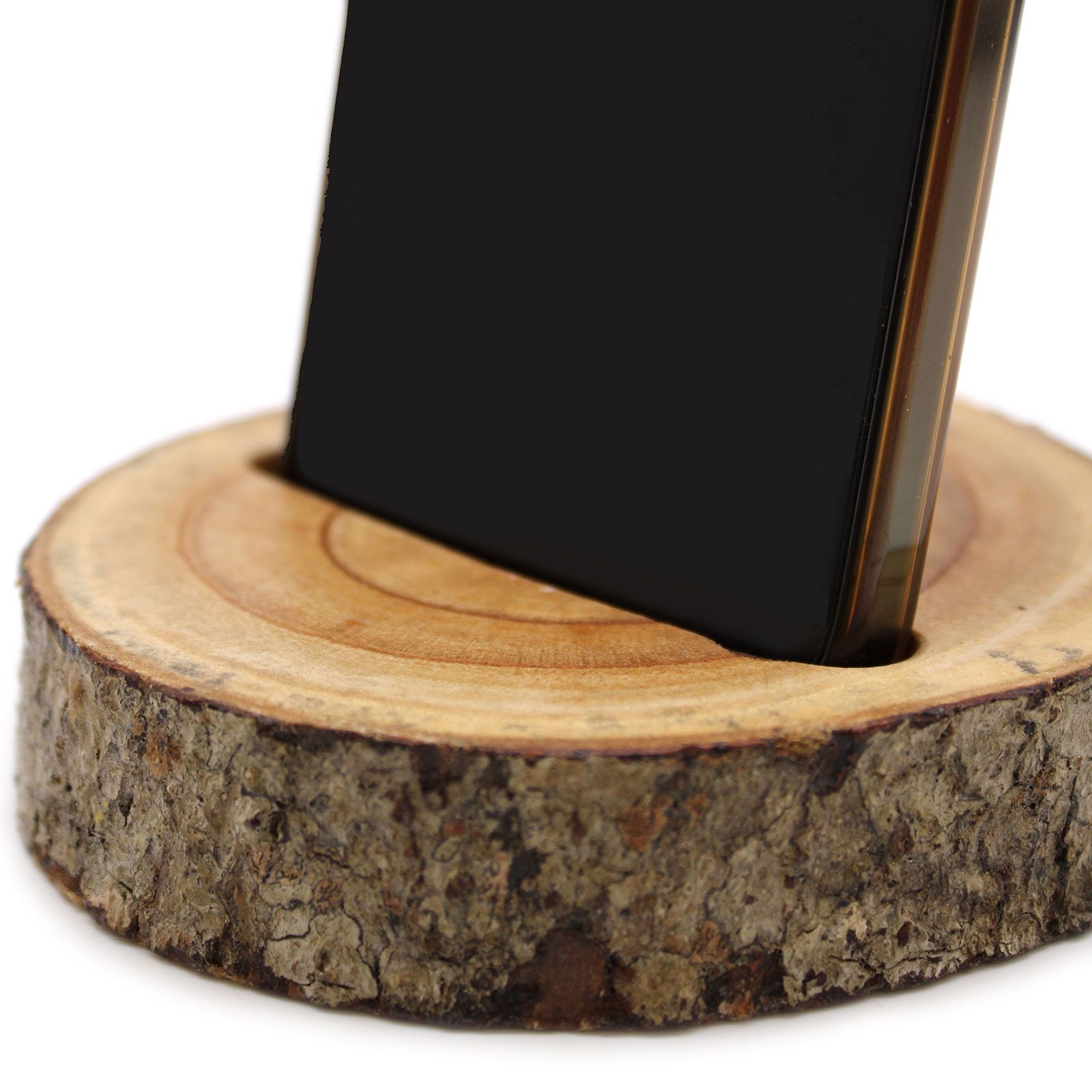 Small Log Phone Holder (slot) - Natural - Imagen 4
