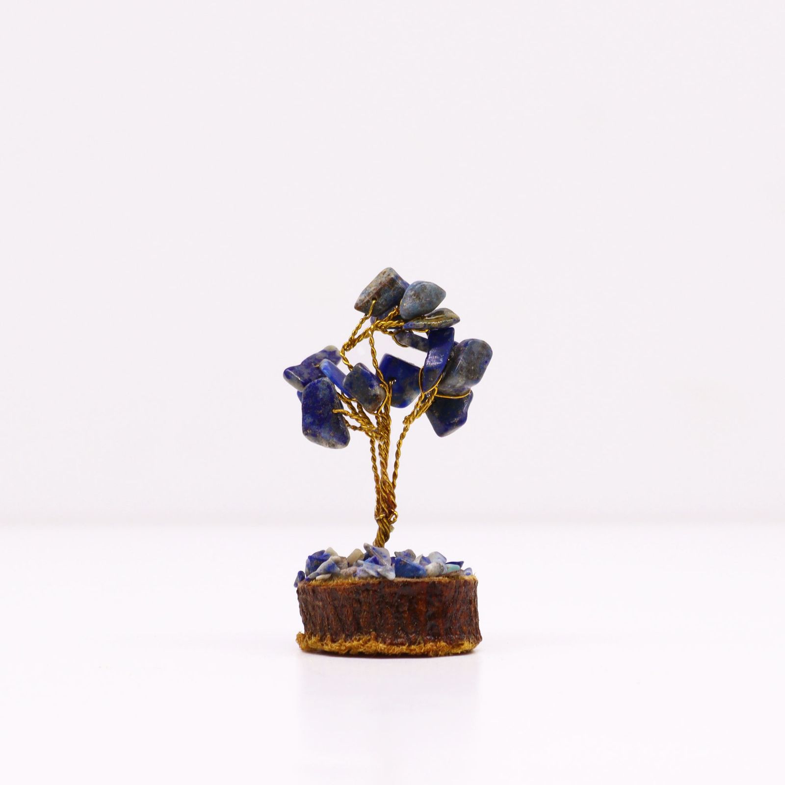 Mini árbol de piedras preciosas sobre base de madera - Sodalita (15 piedras) - Imagen 3