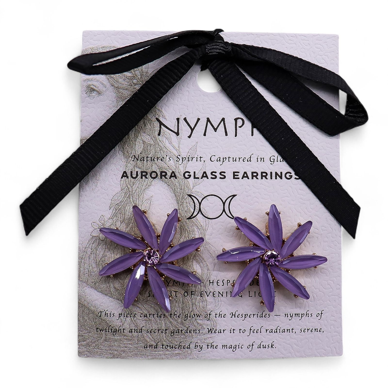 Pendientes de Cristal Vintage - Flores - Lavanda - Imagen 5