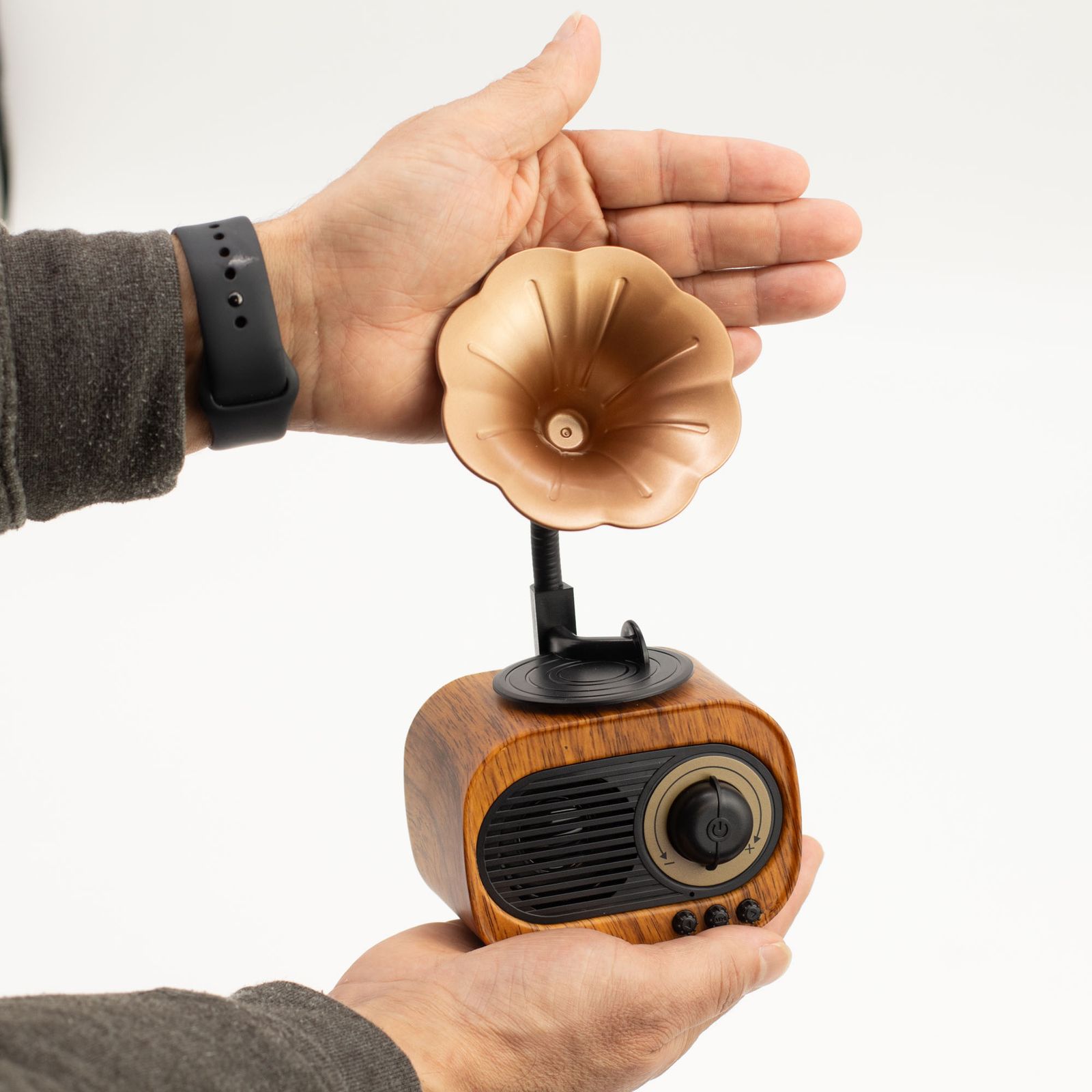 Altavoz mini gramófono retro - Bluetooth y radio FM - 5 vatios x 1 - Imagen 5