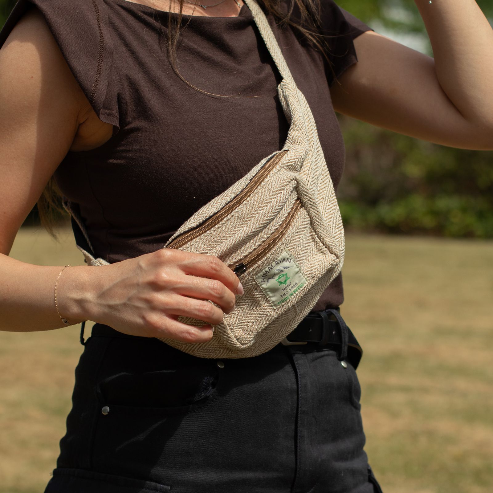 Bolso Tipo Cinturón de Estilo Cáñamo y Algodón (o Riñonera) - Natural - Imagen 9