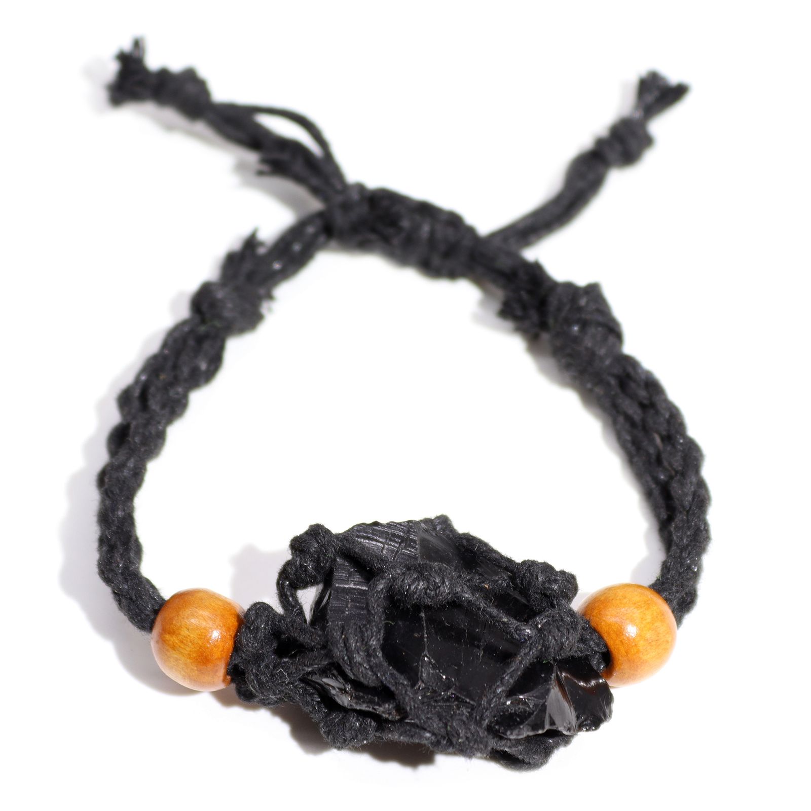 Pulsera de Macrame para Piedras Preciosas 20-28cm - Negro - Imagen 2