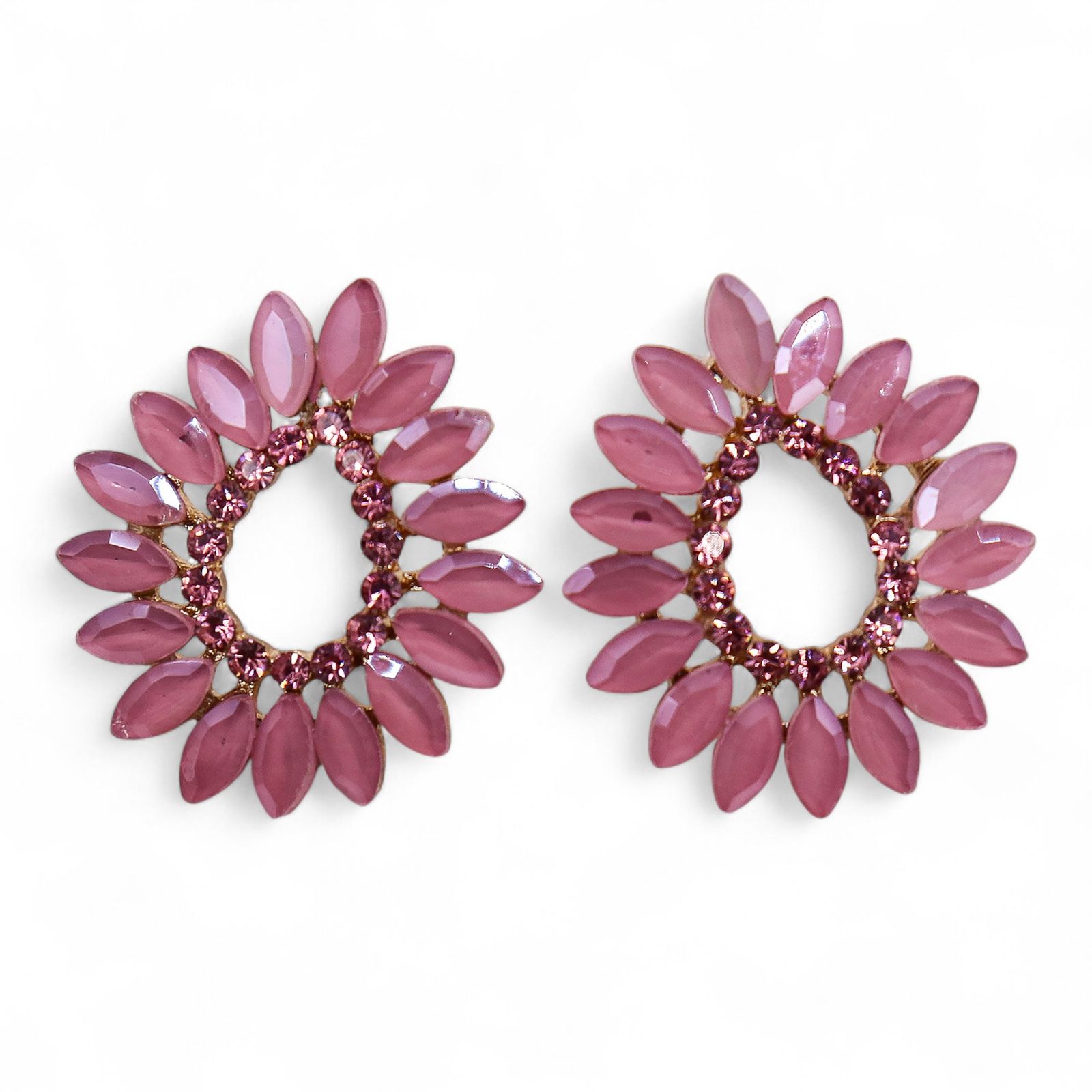 Pendientes de Cristal Vintage - Aro - Cuarzo Rosa - Imagen 2