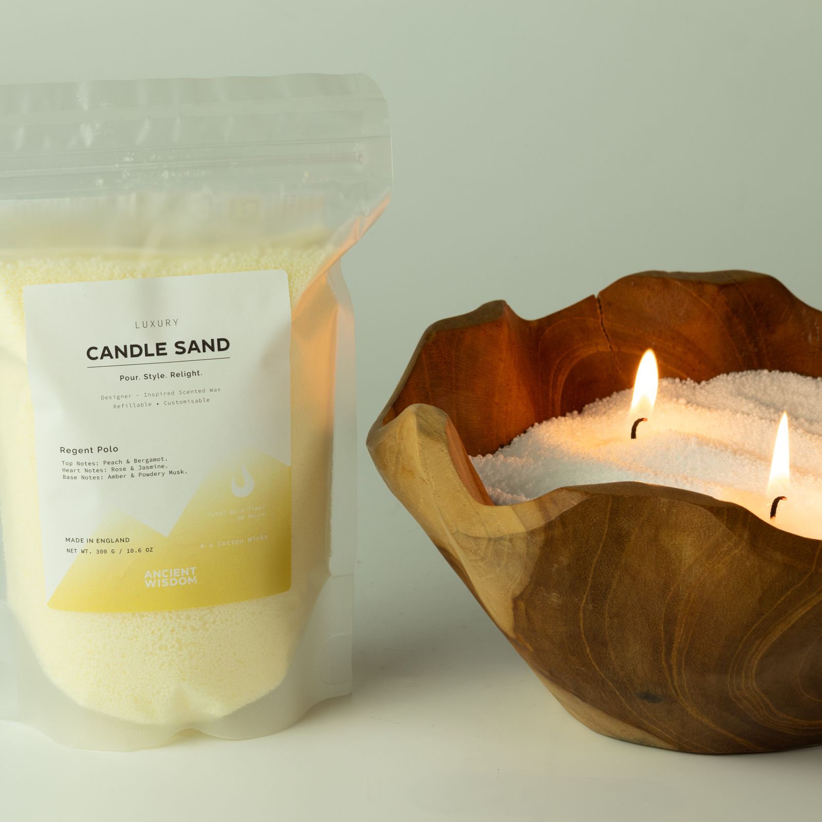 Vela perfumada de arena - Marrón Mocha - Cristal Carmesí - 300 g - Imagen 10