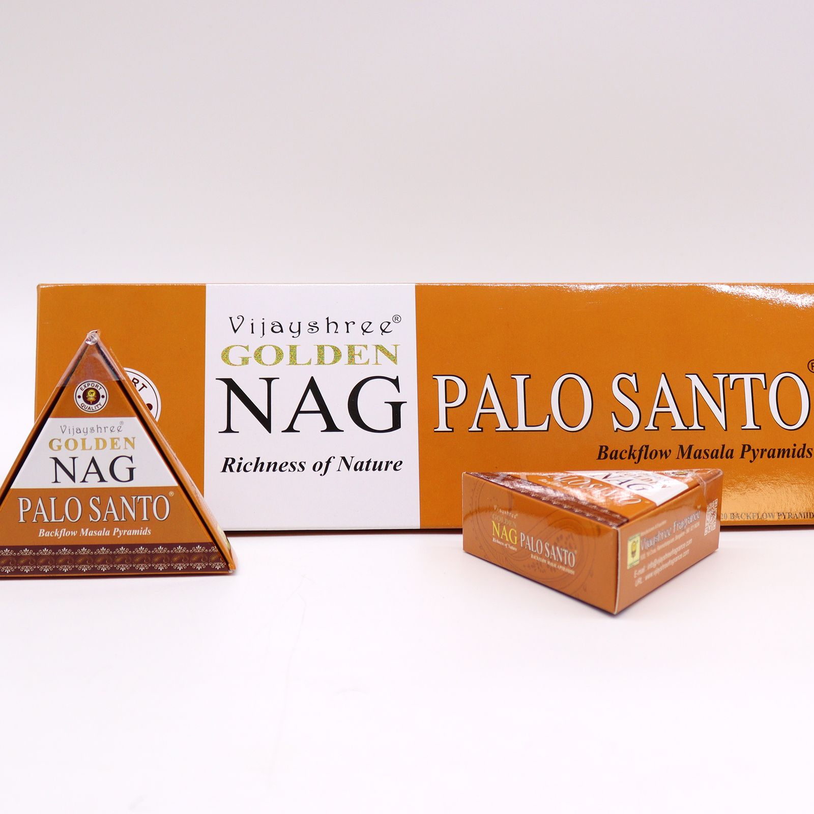 Conos de Incienso Jumbo Nag Dorado - Palo Santo Reflujo 42g - Imagen 2