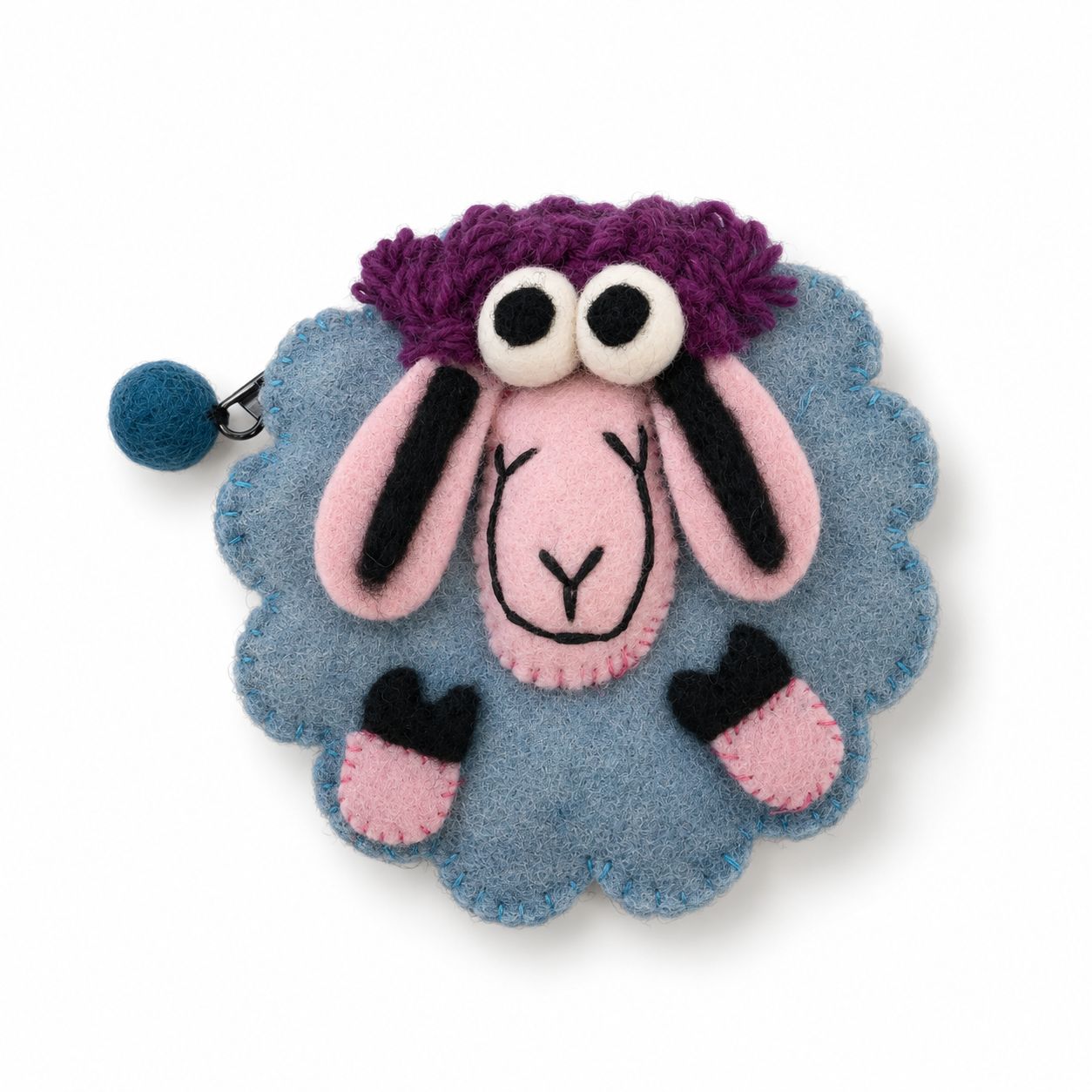Bolsa de cremallera de fieltro con oveja feliz de colores frescos (3 surtidos) - Imagen 5