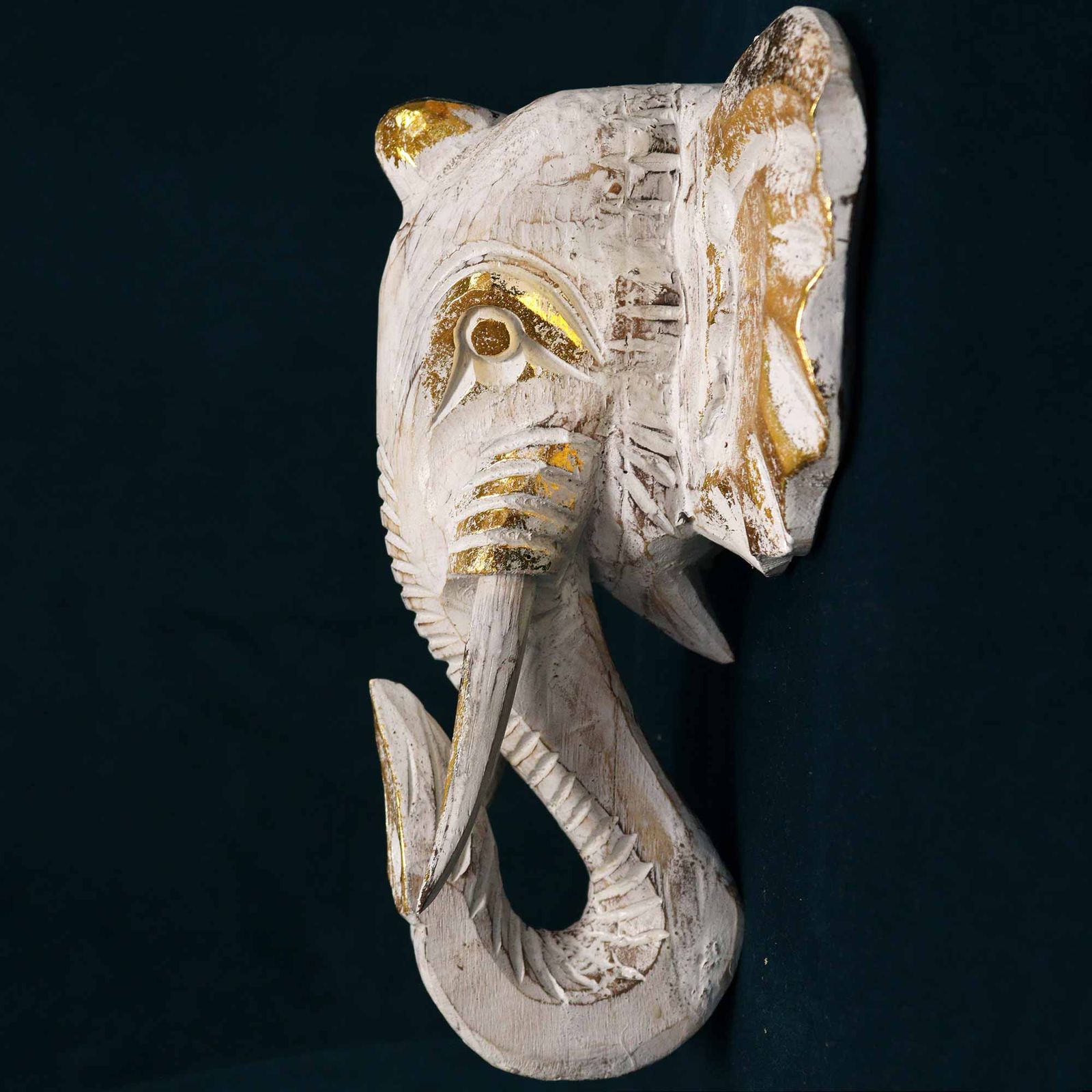 Cabeza Grande de Elefante - Oro y Blanco - Imagen 2