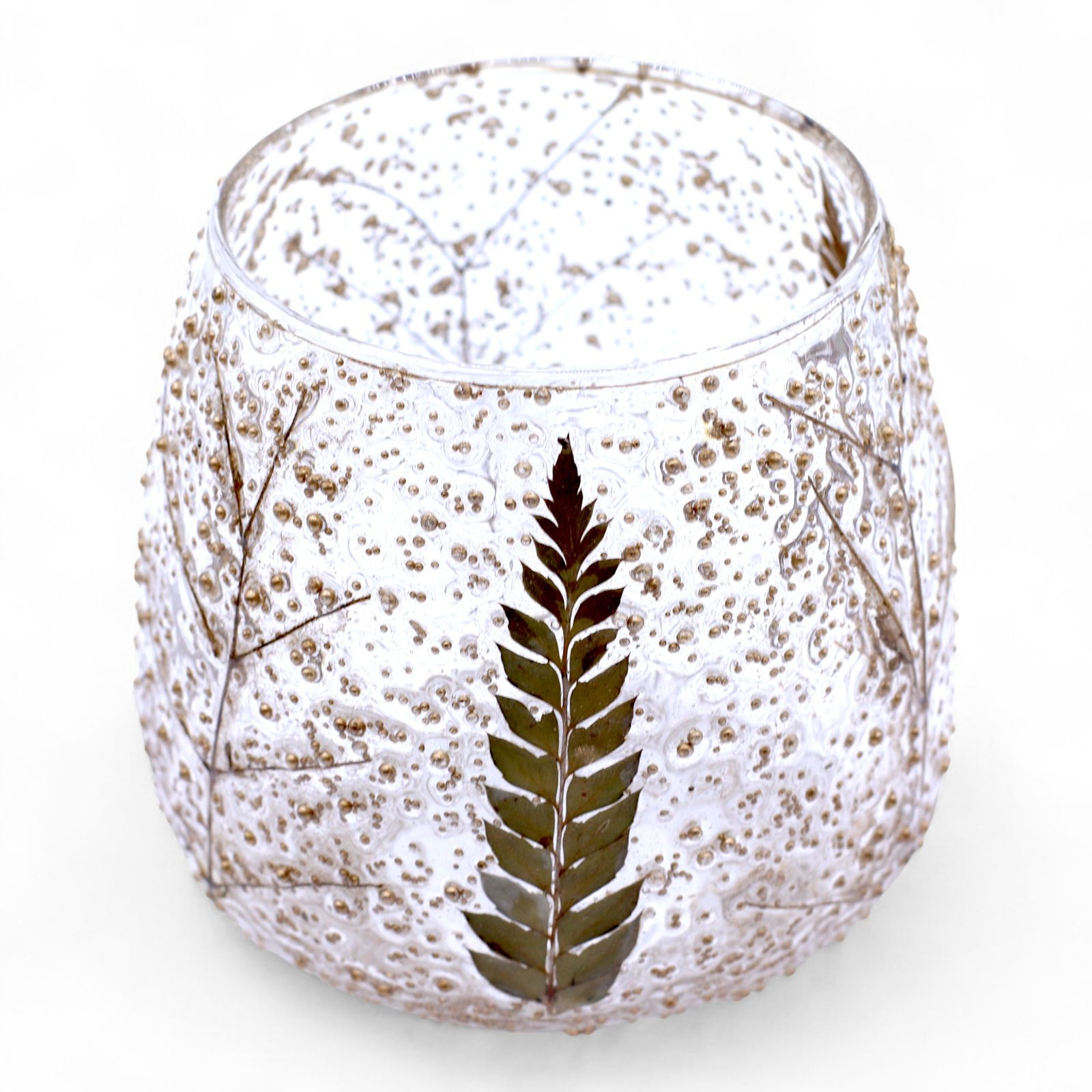 Portavelas recto de Vidrio floral natural - Pino (10x9cm) - Imagen 2