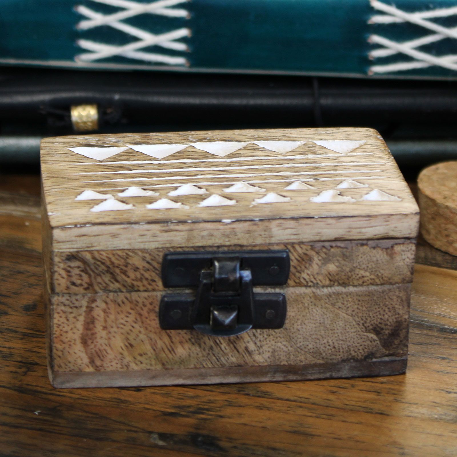 Caja de Madera Blanca - 3x1.5 Pastillero Diseño Azteca - Imagen 4