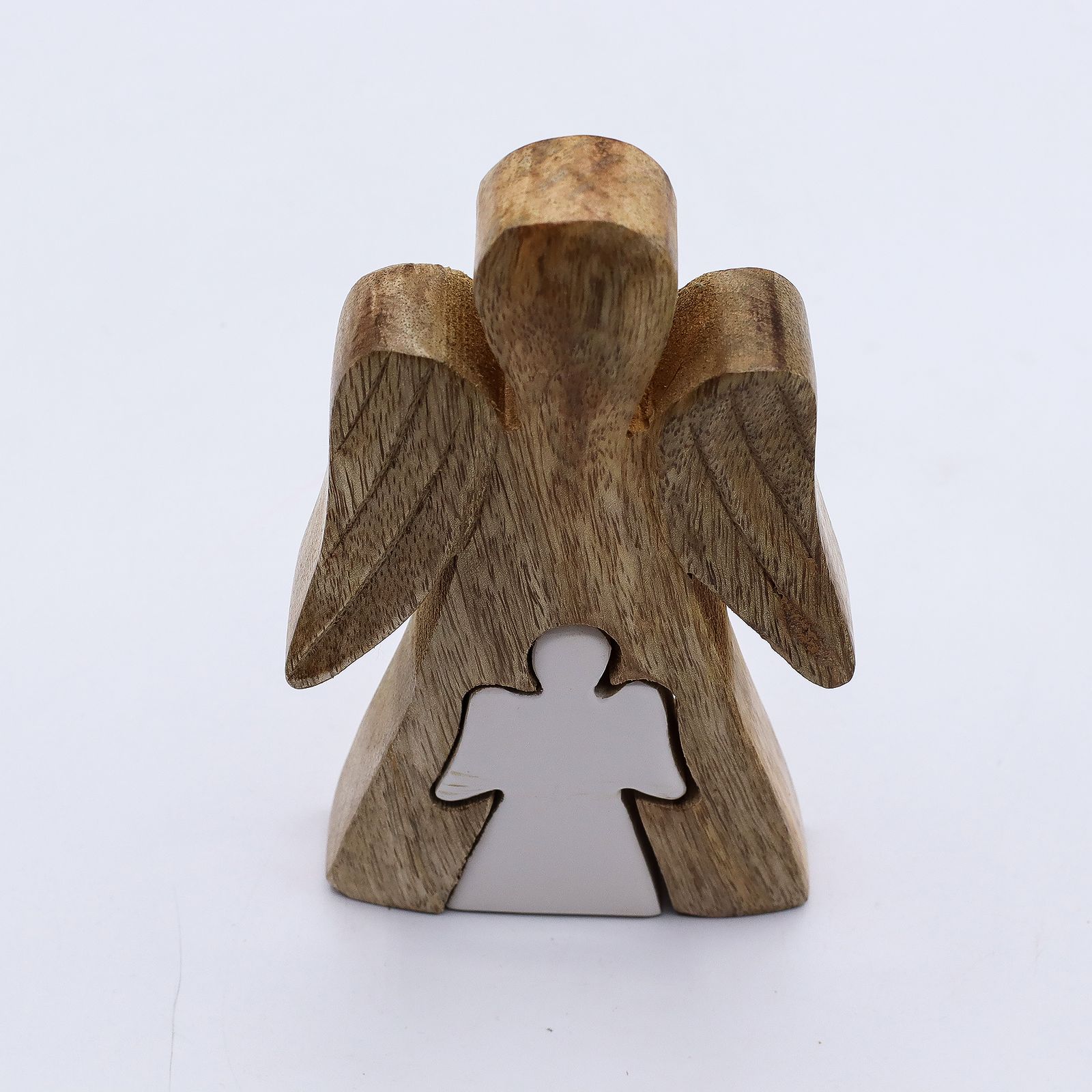 Ángel de Madera de Mango dentro de Ángel - Esmalte Blanco - 15 cm - Imagen 2