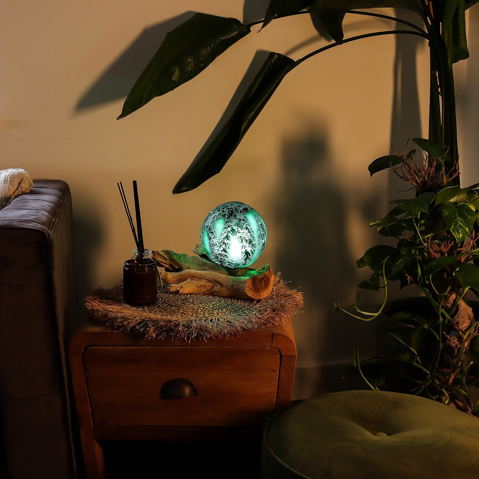 Lámpara de Mesa con Acabado Craquelado - Verde esmeralda - Imagen 4