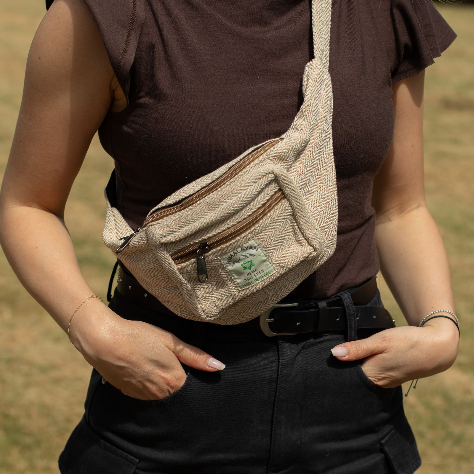 Bolso Tipo Cinturón de Estilo Cáñamo y Algodón (o Riñonera) - Natural - Imagen 10