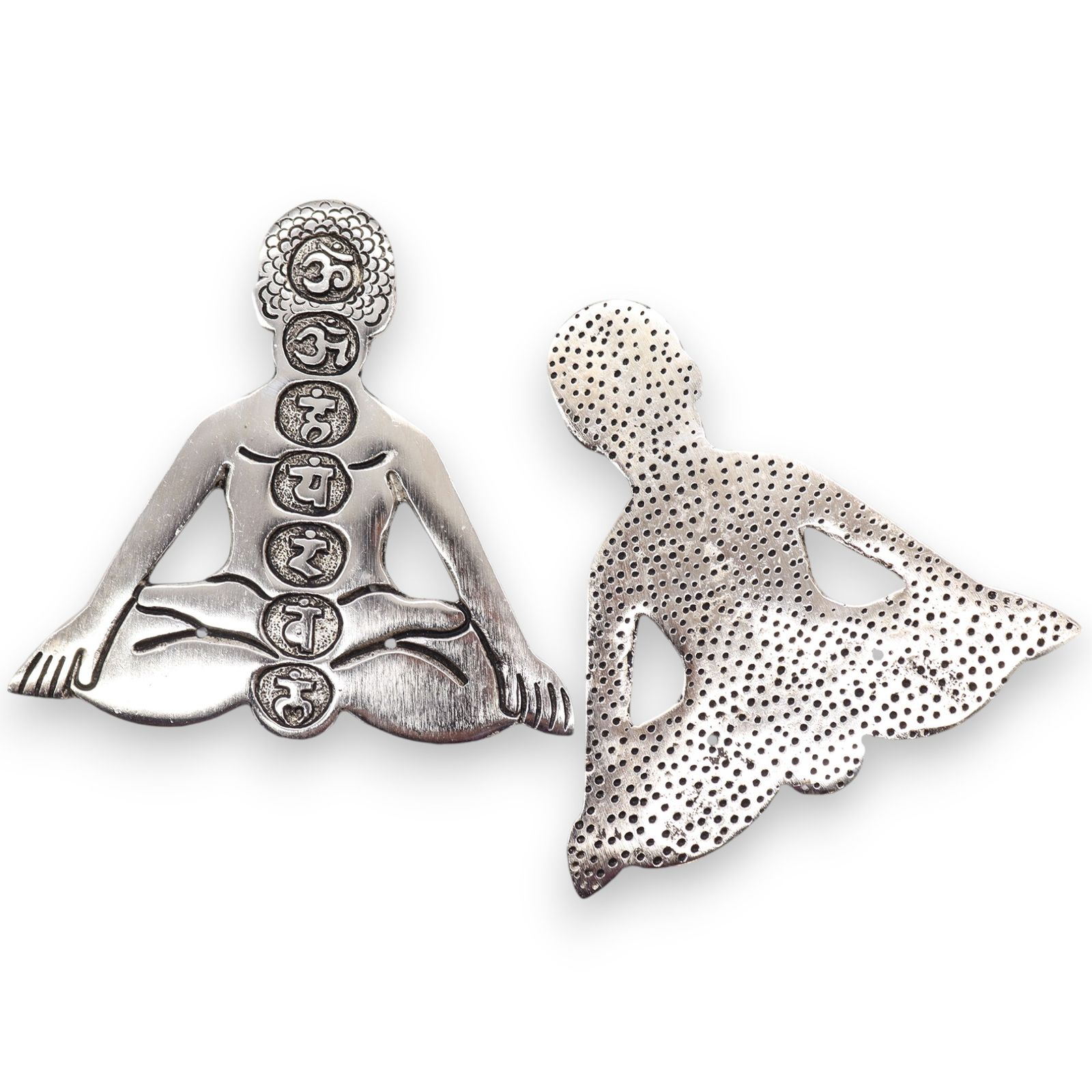 Porta-incienso Yoga Siete Chakras de Aluminio Pulido 12x12cm - Imagen 5