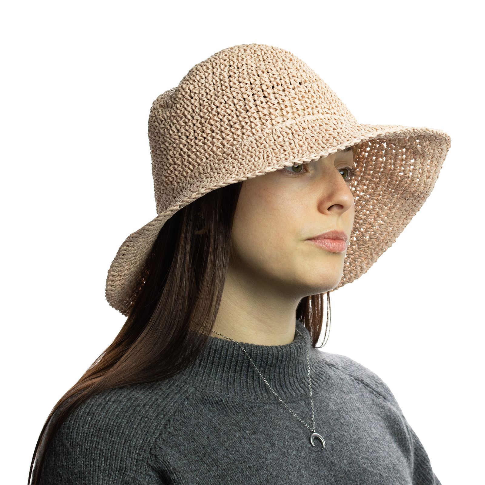 Nomad Sari Sombrero de paja de ala ancha - Rosa Rubor - Imagen 4