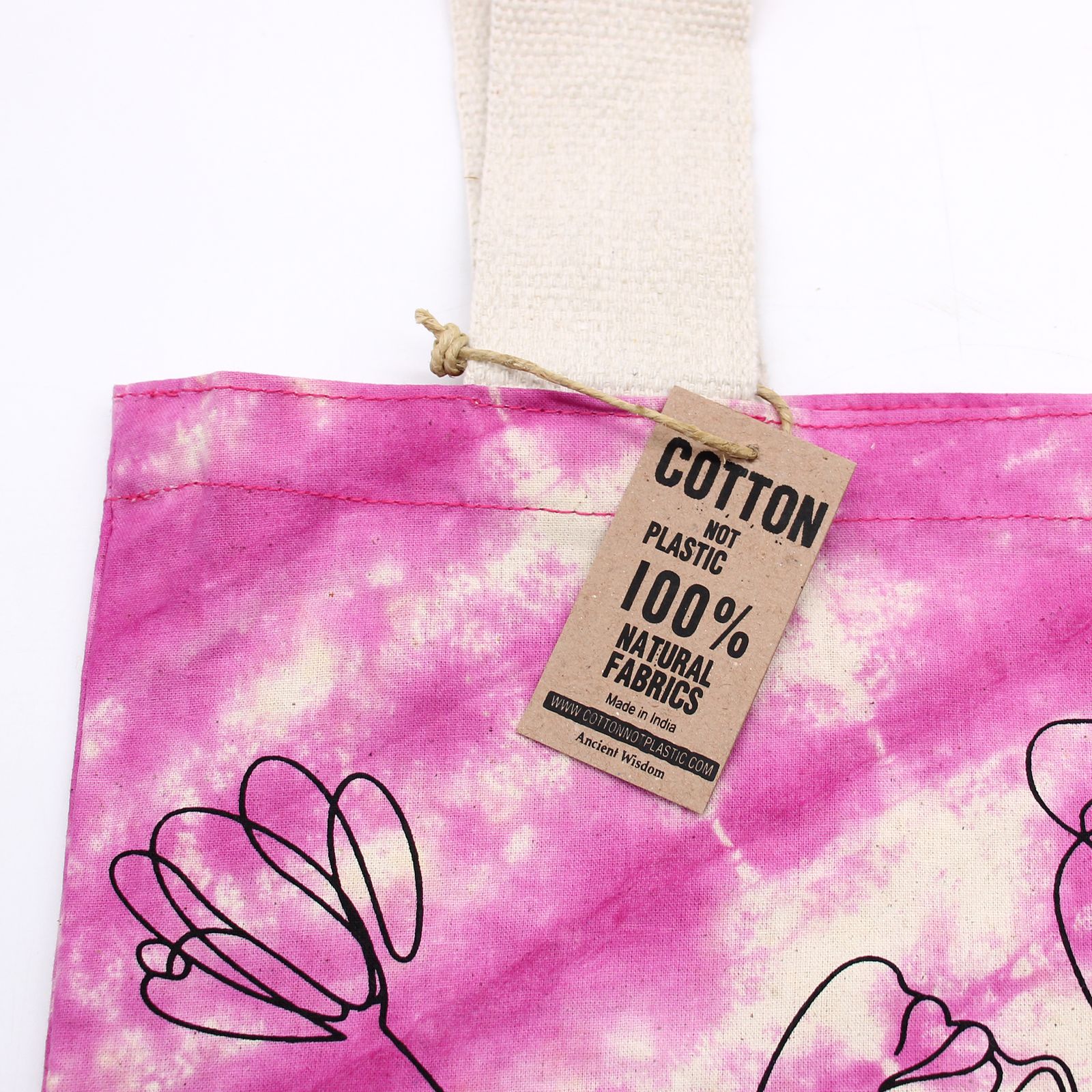 Bolsas de Algodón "Tie Dye" (170g) - 38x42x12cm - Lotus Buddha - Multi Color - Asa Natural - Imagen 4