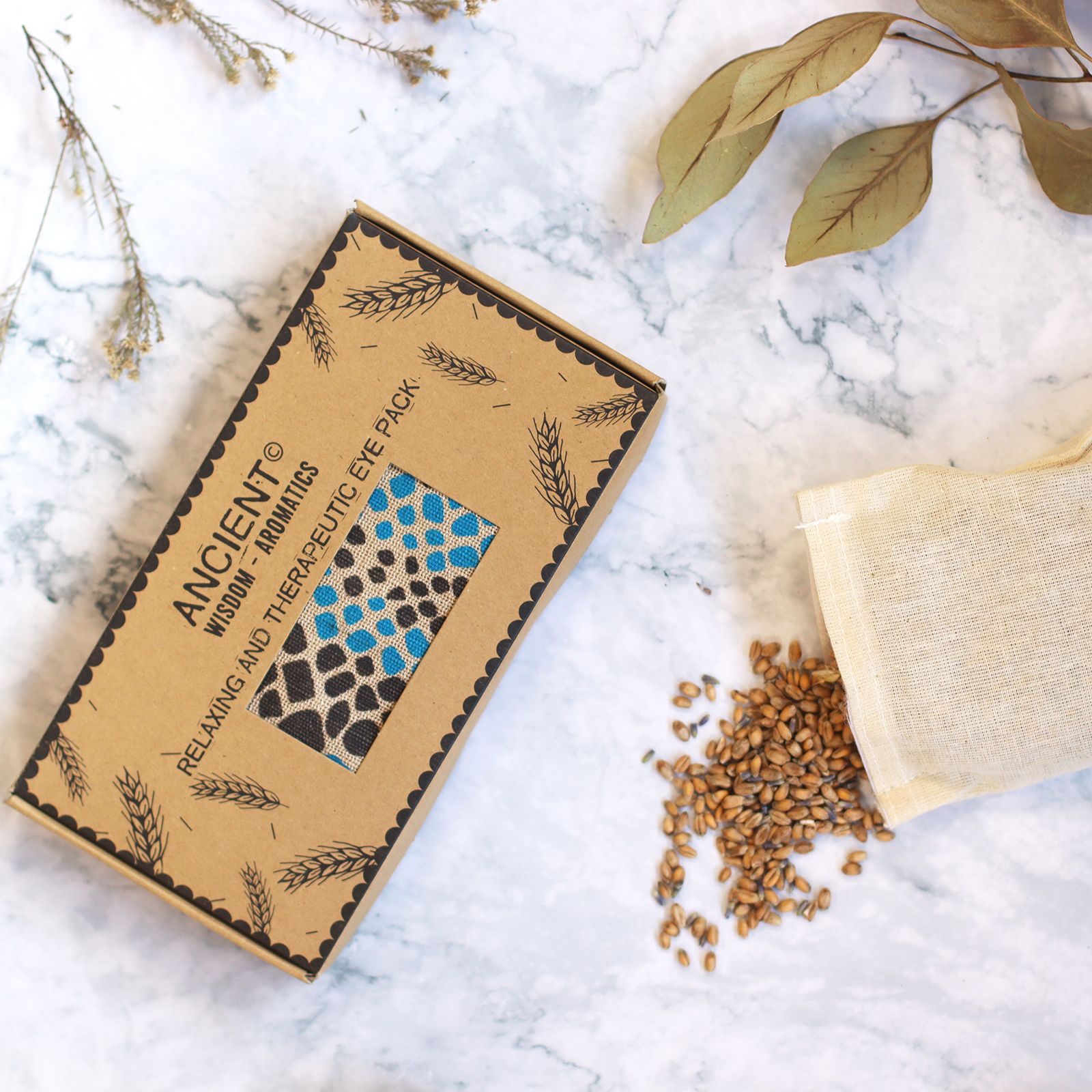 Almohada para los ojos de algodón natural lavanda y juco en caja de regalo - Víbora azul - Imagen 4