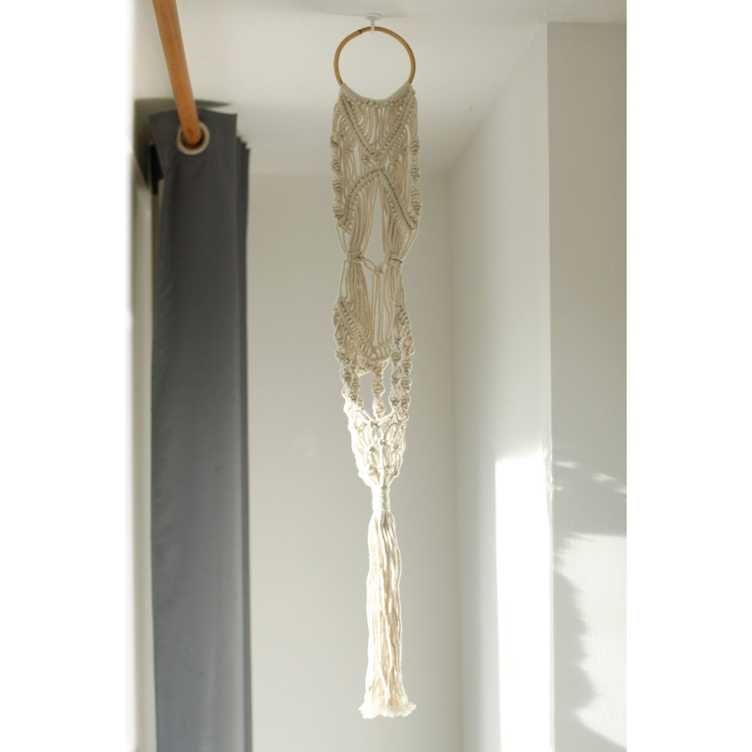 Macetero de Macrame - Largo con Aro de Ratán - Imagen 4