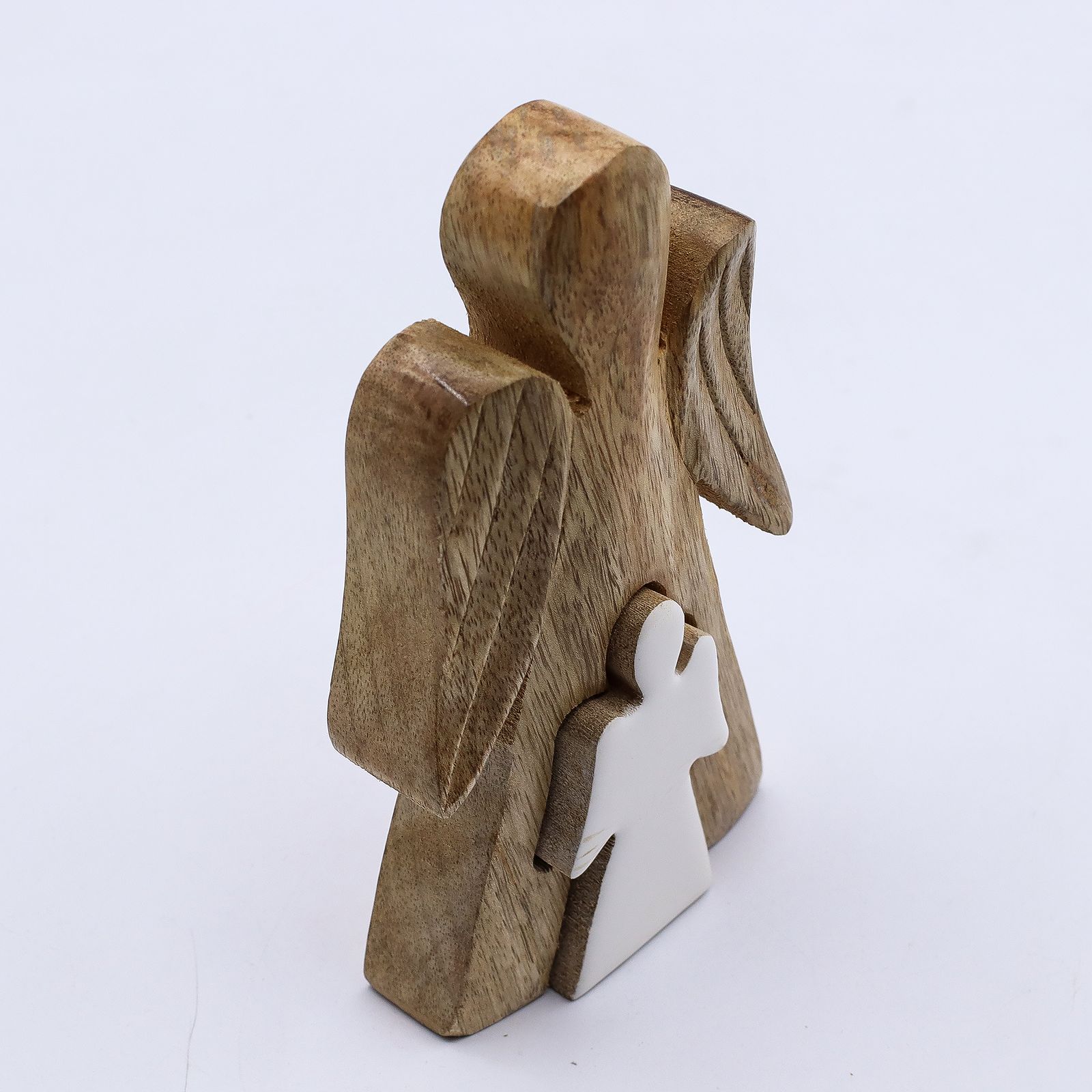 Ángel de Madera de Mango dentro de Ángel - Esmalte Blanco - 15 cm - Imagen 3
