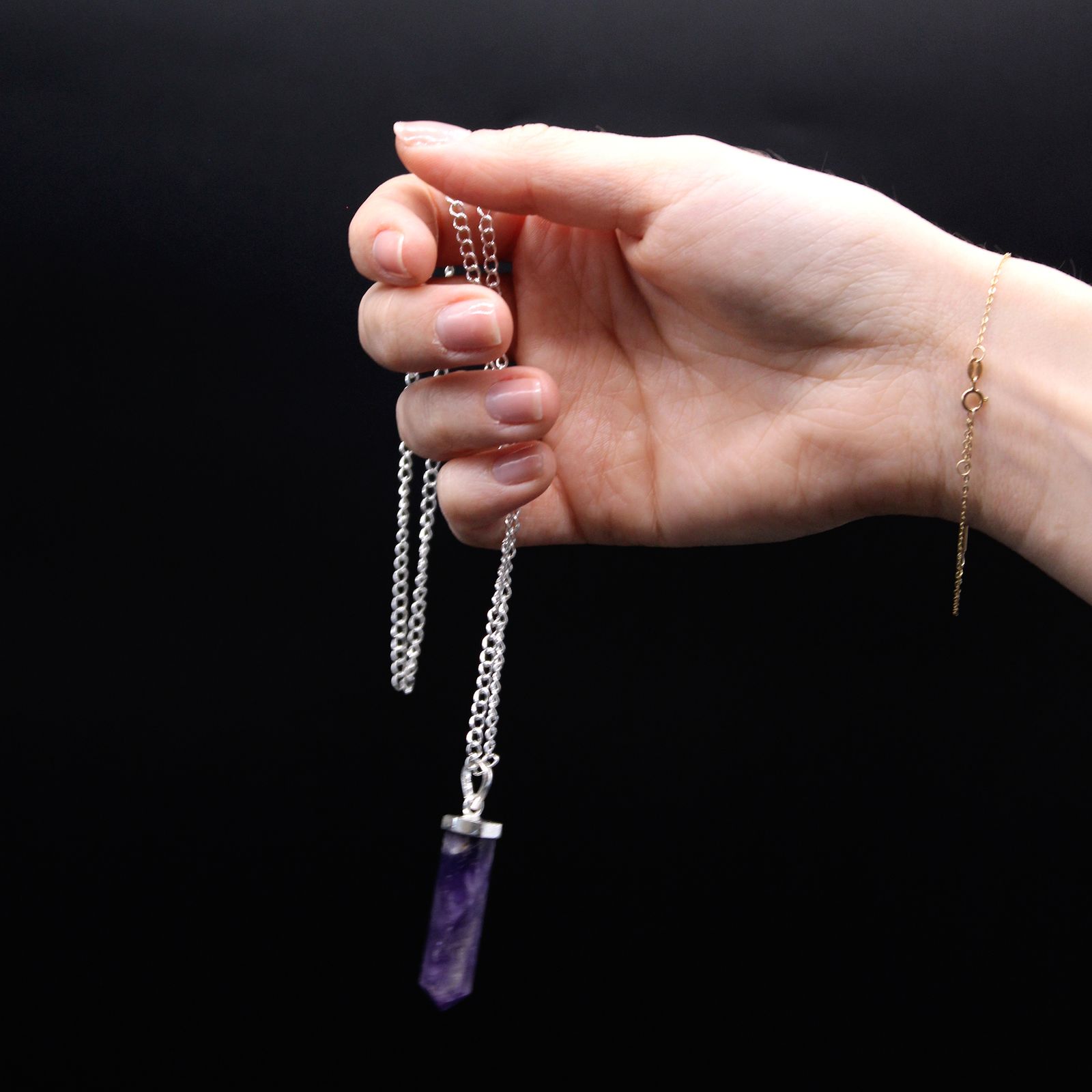 Colgante de Punto Clásico de Piedras Preciosas - Amatista - Imagen 5