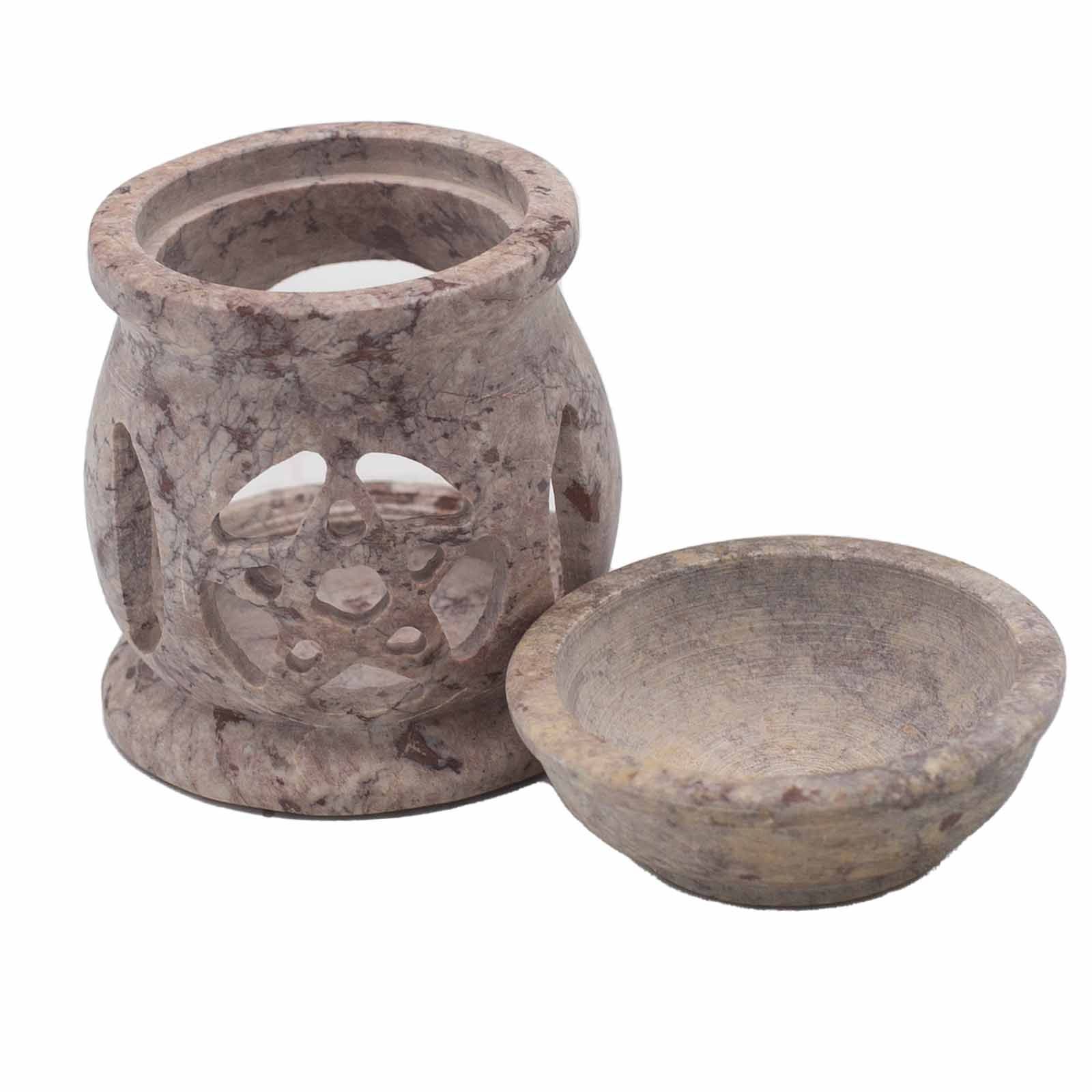 Quemador de aceite de esteatita pequeño 8 cm - Pentágono de las Tres Lunas - Imagen 4