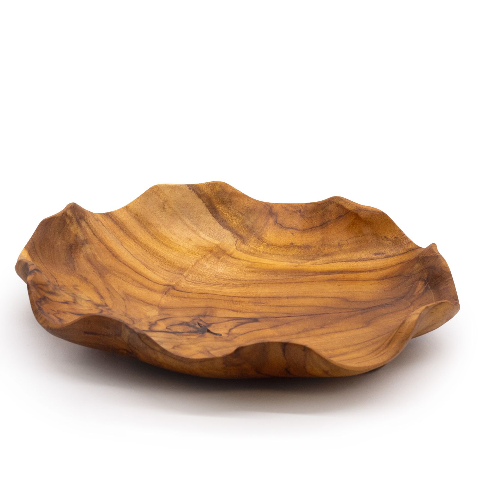 Frutero redondo liso de madera de teca - 28x5.5cm - Imagen 3