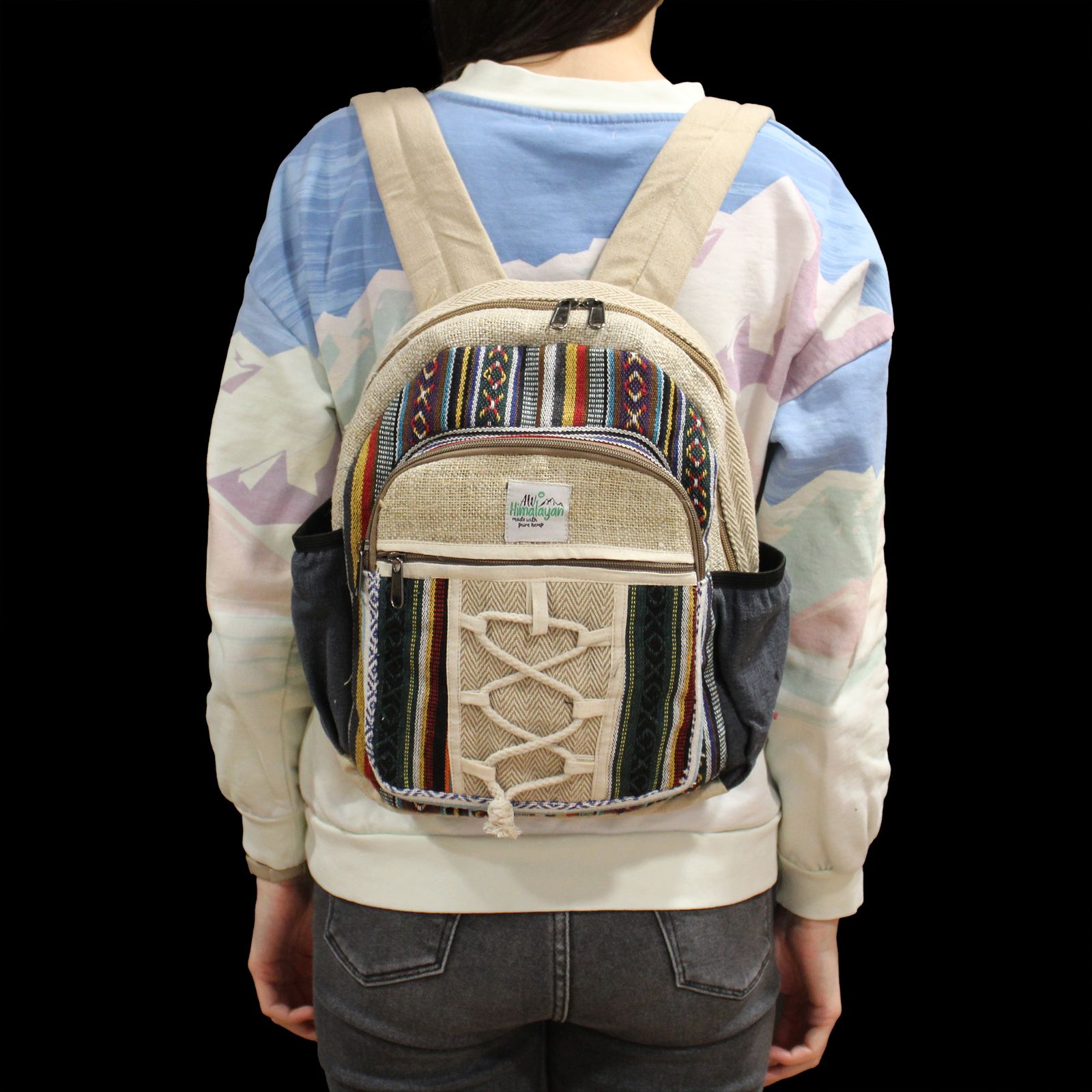 Mochila pequeña de cáñamo - Estilo cuerda y bolsillos - Imagen 2