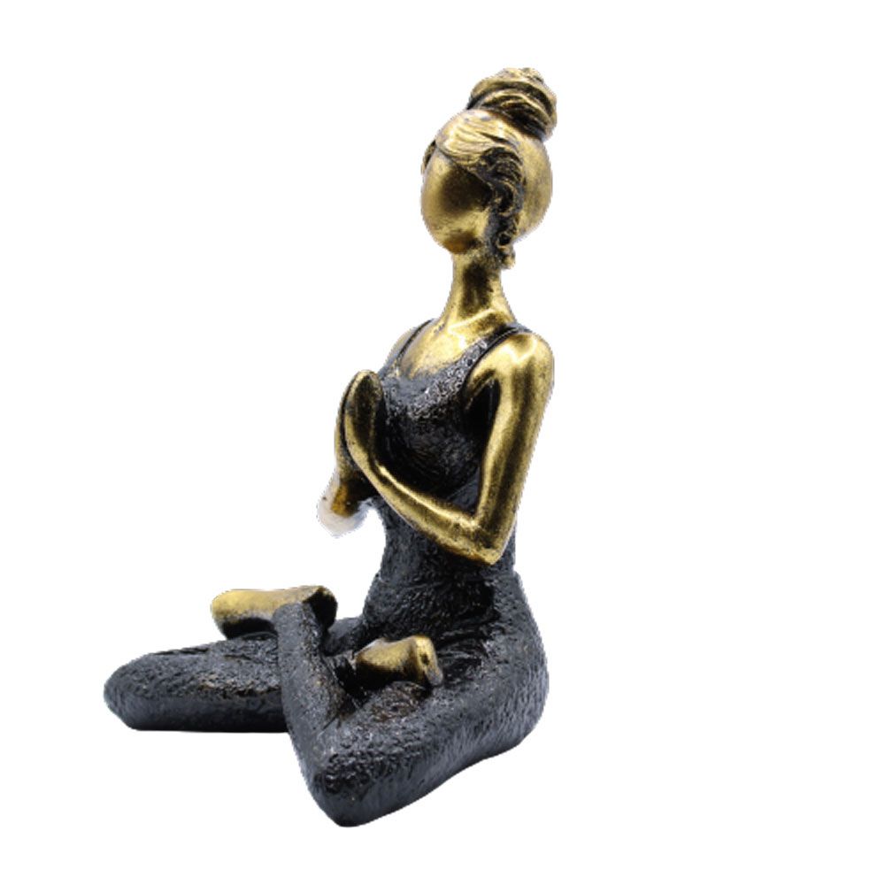 Yoga Lady Figure - Bronze & Black 24cm - Imagen 2