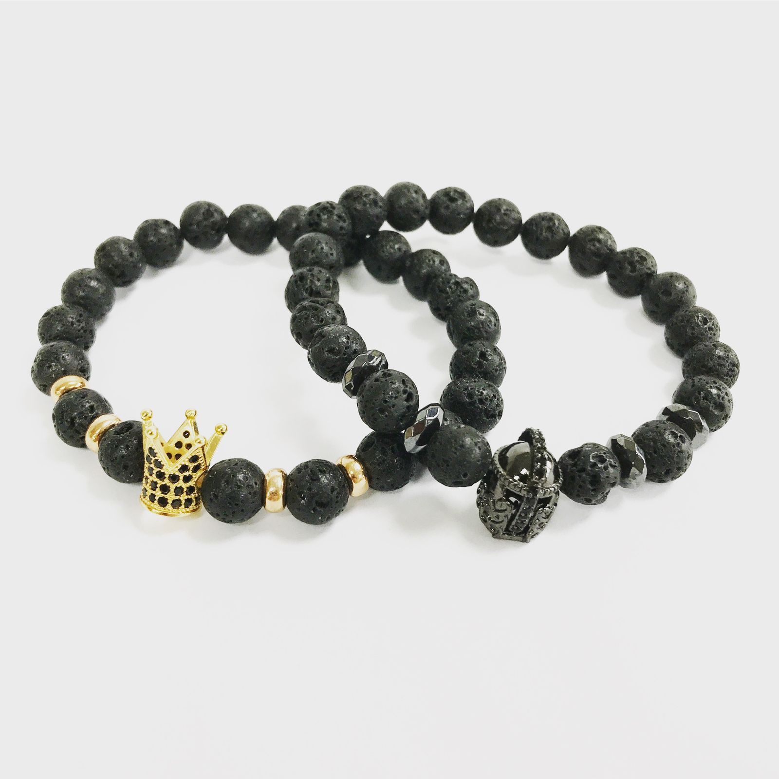 Ala de ángel / Ágata negra - Pulsera de piedras preciosas - Imagen 2