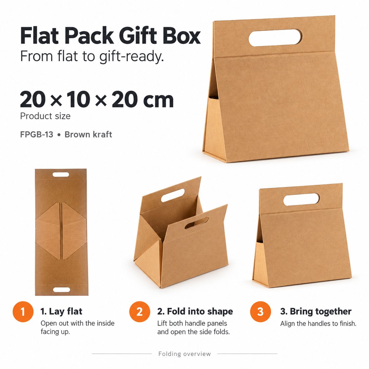 Caja de regalo plana - Caja de mano grande (28x12.5x26cm) - Negro - Imagen 2