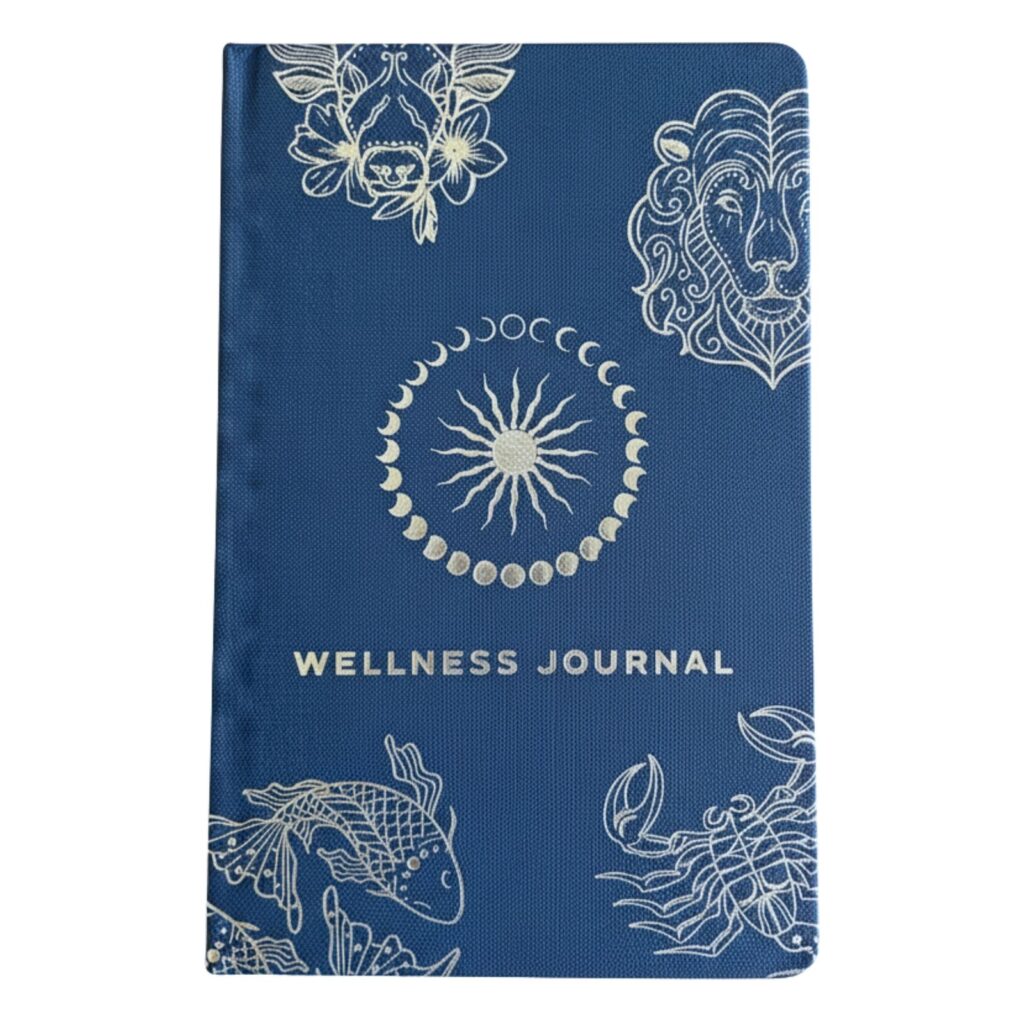 Diario de Bienestar Azul Medianoche - 120 páginas - Zodiaco Plateado