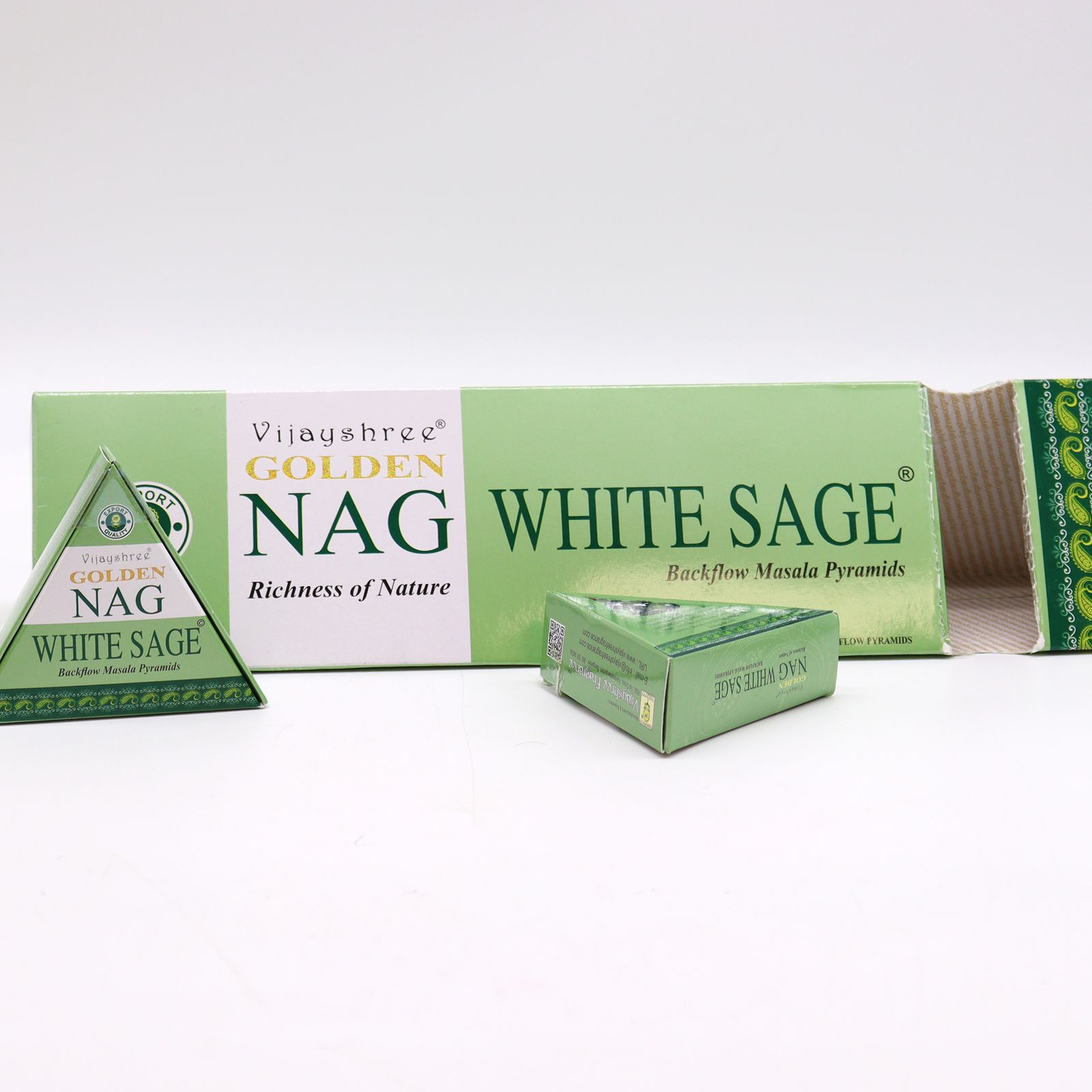 Conos de Incienso Jumbo Dorado Nag - Salvia Blanca Reflujo 42g - Imagen 4