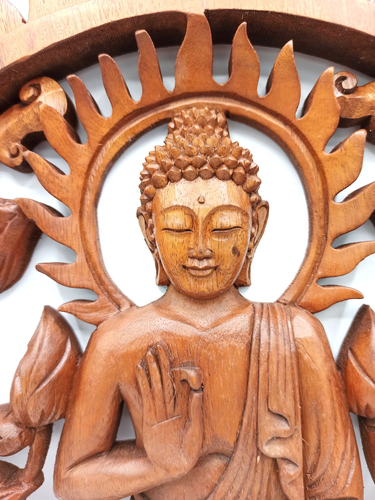 Panel de madera de Buddha y Lotus - 40cm - Imagen 3