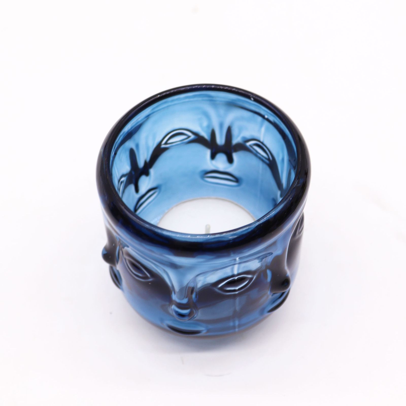 Tarro de vela con caras de Buda - Azul real - Imagen 2