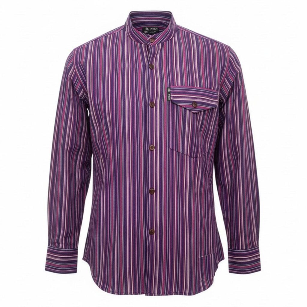 Nomad Sari Grandad Shirt - Negro Púrpura - XL