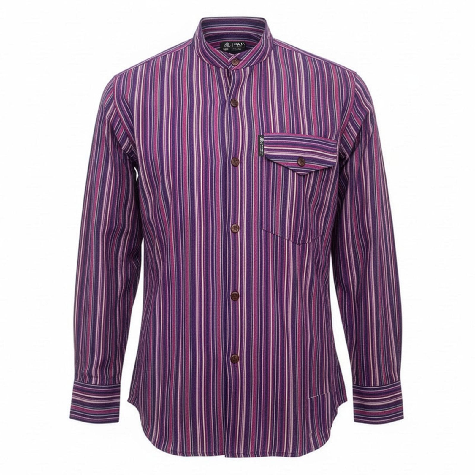 Nomad Sari Grandad Shirt - Negro Púrpura - XL